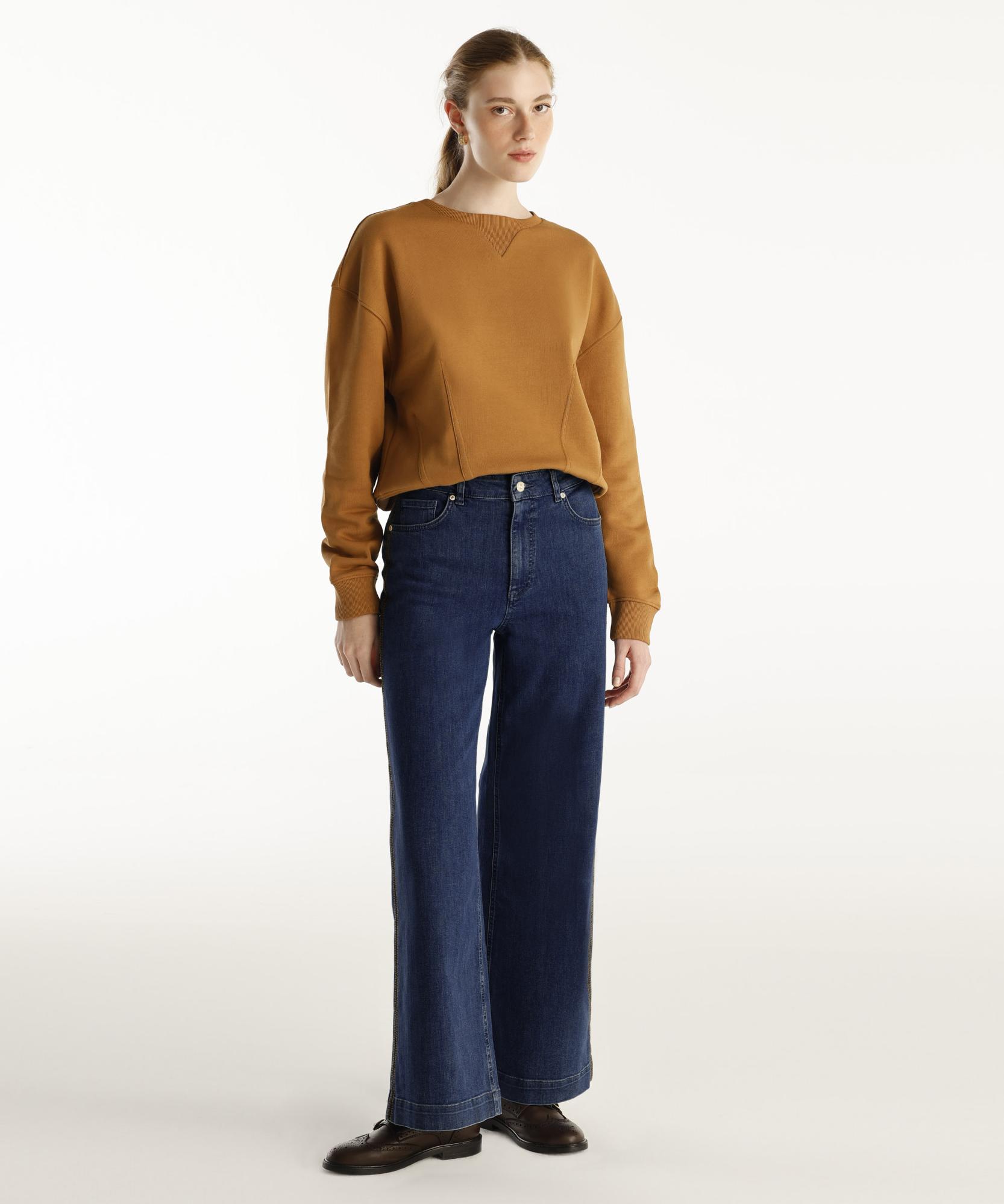 YARGICI Nakış Detaylı Yüksek Bel Geniş Paça Pantolon