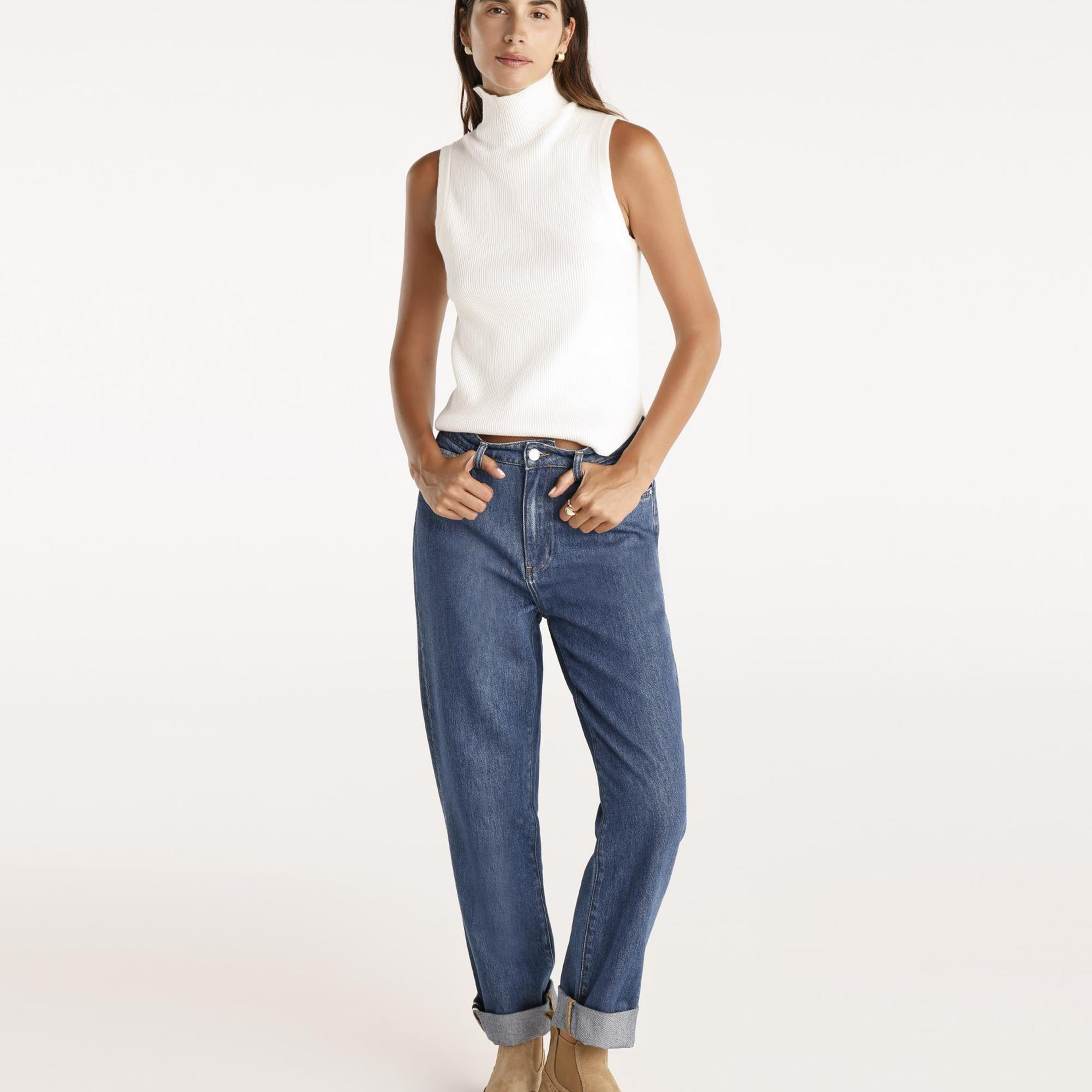 YARGICI Paça Katlamalı Yüksek Belli Düz Paça Pantolon