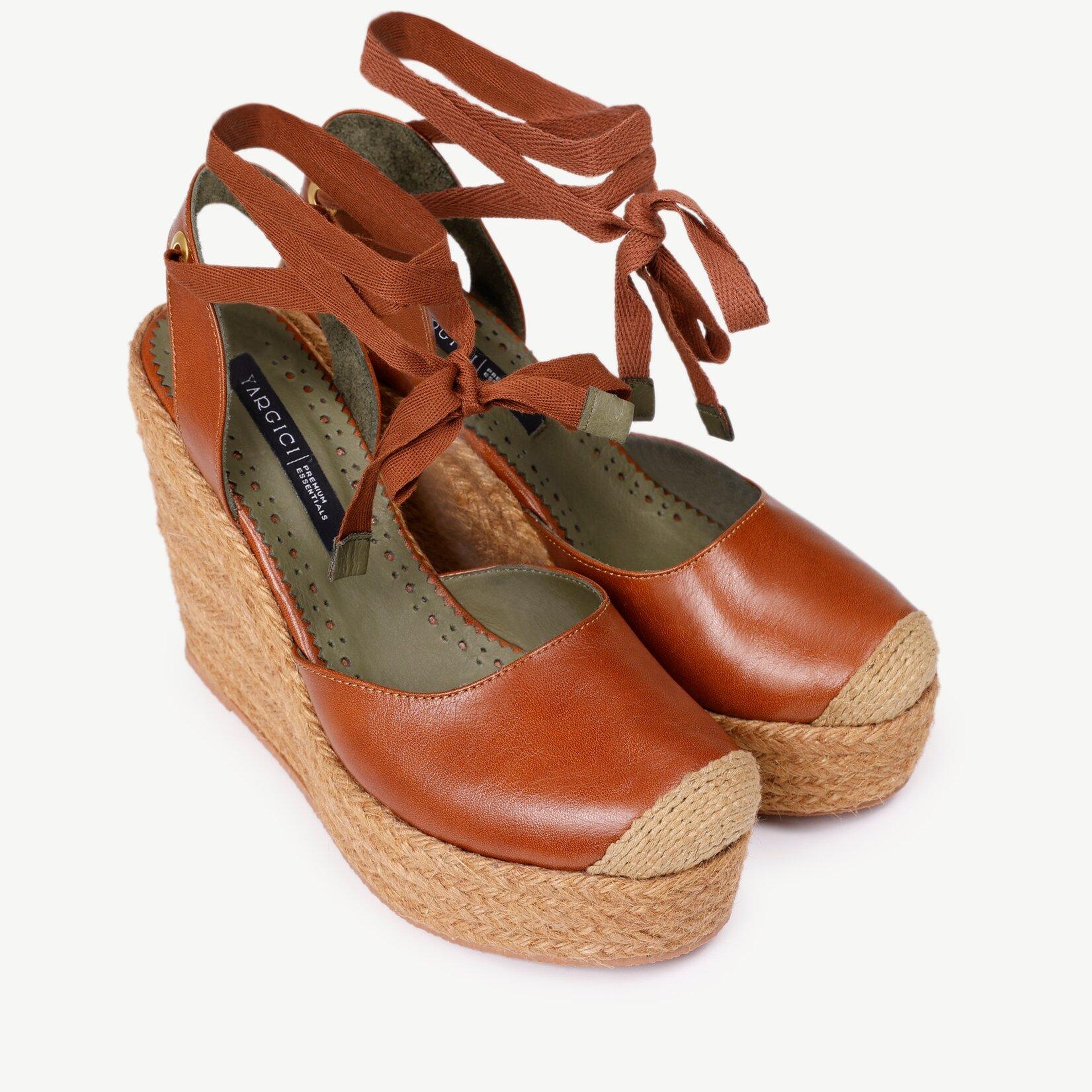 YARGICI Yüksek Taban Deri Espadril