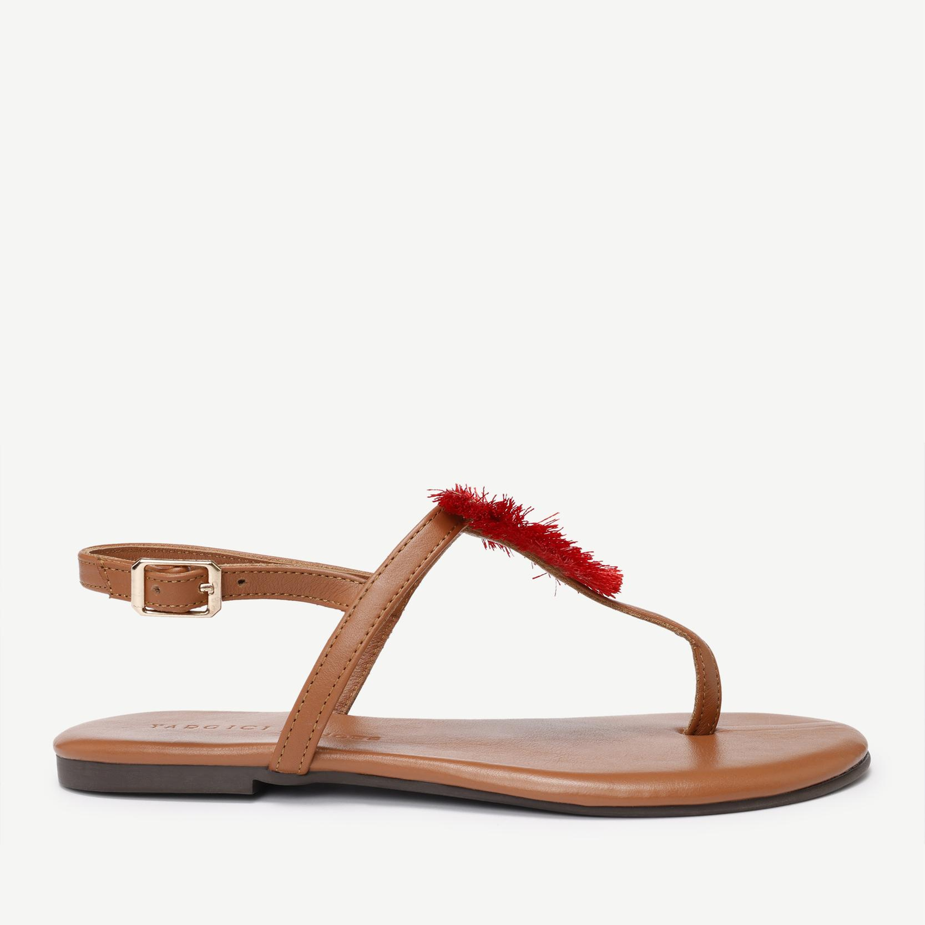 YARGICI Püskül Aksesuar Detaylı Deri Sandalet