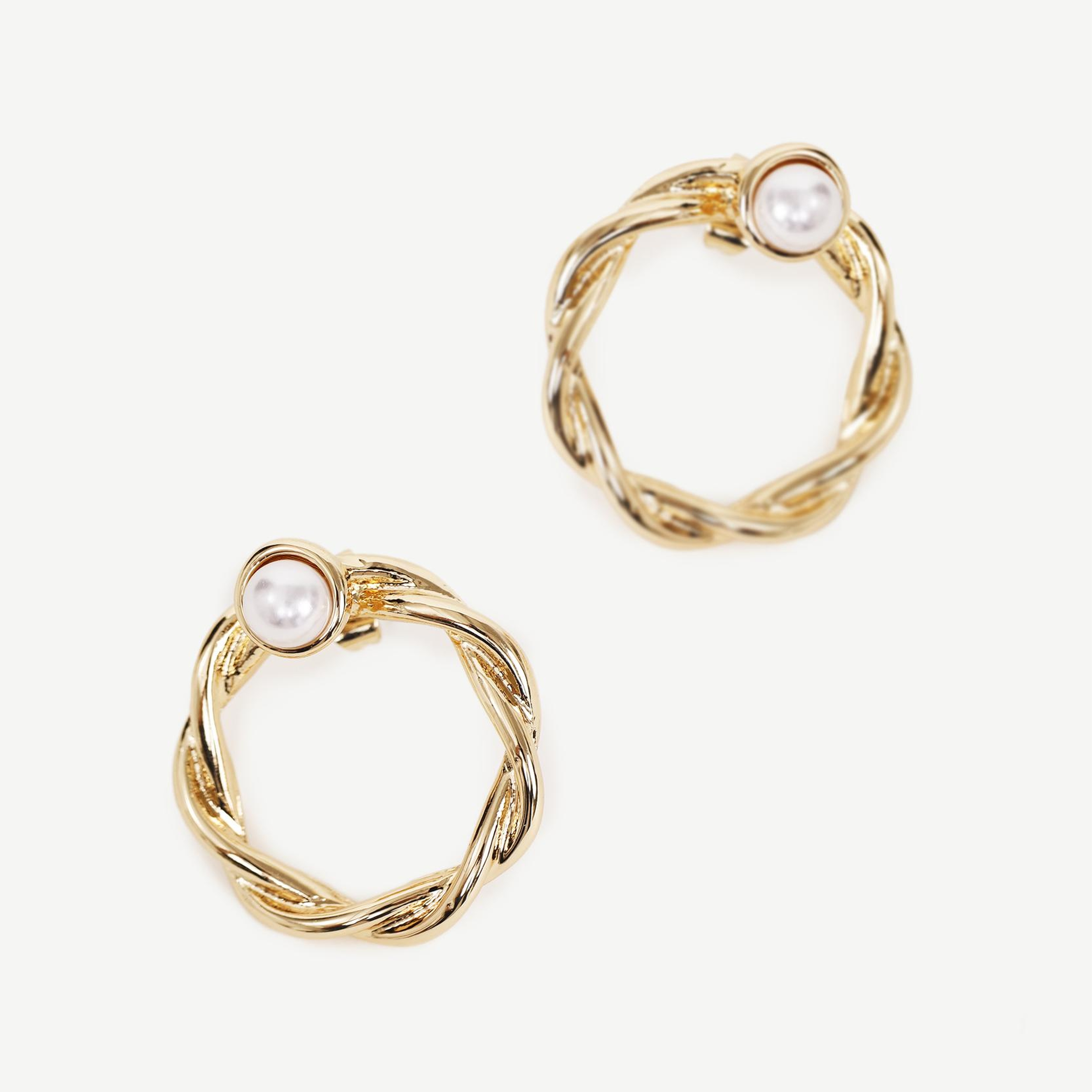 YARGICI Yapay İnci Detaylı Halka Küpe