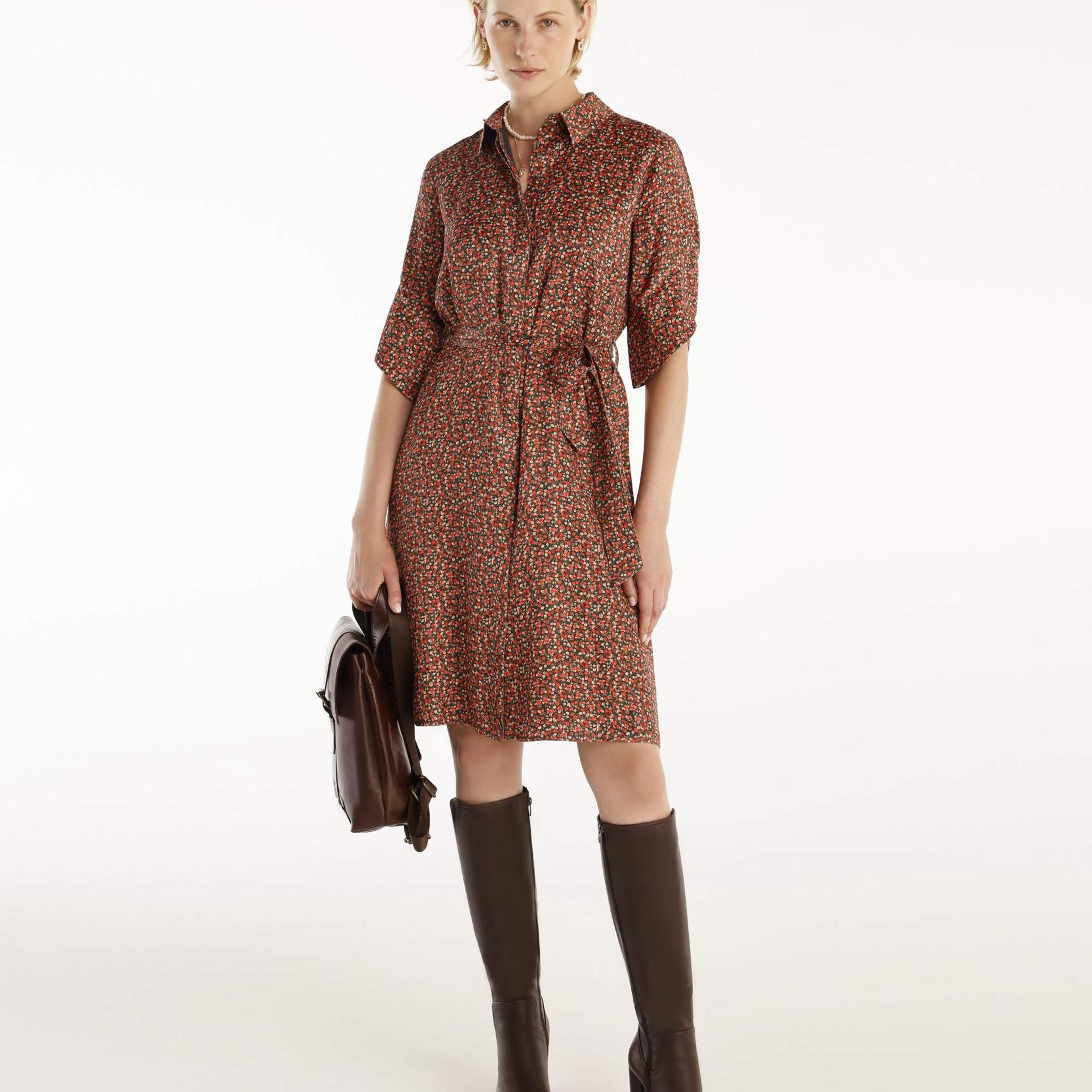 YARGICI Kuşaklı Uzun Kollu Gömlek Elbise