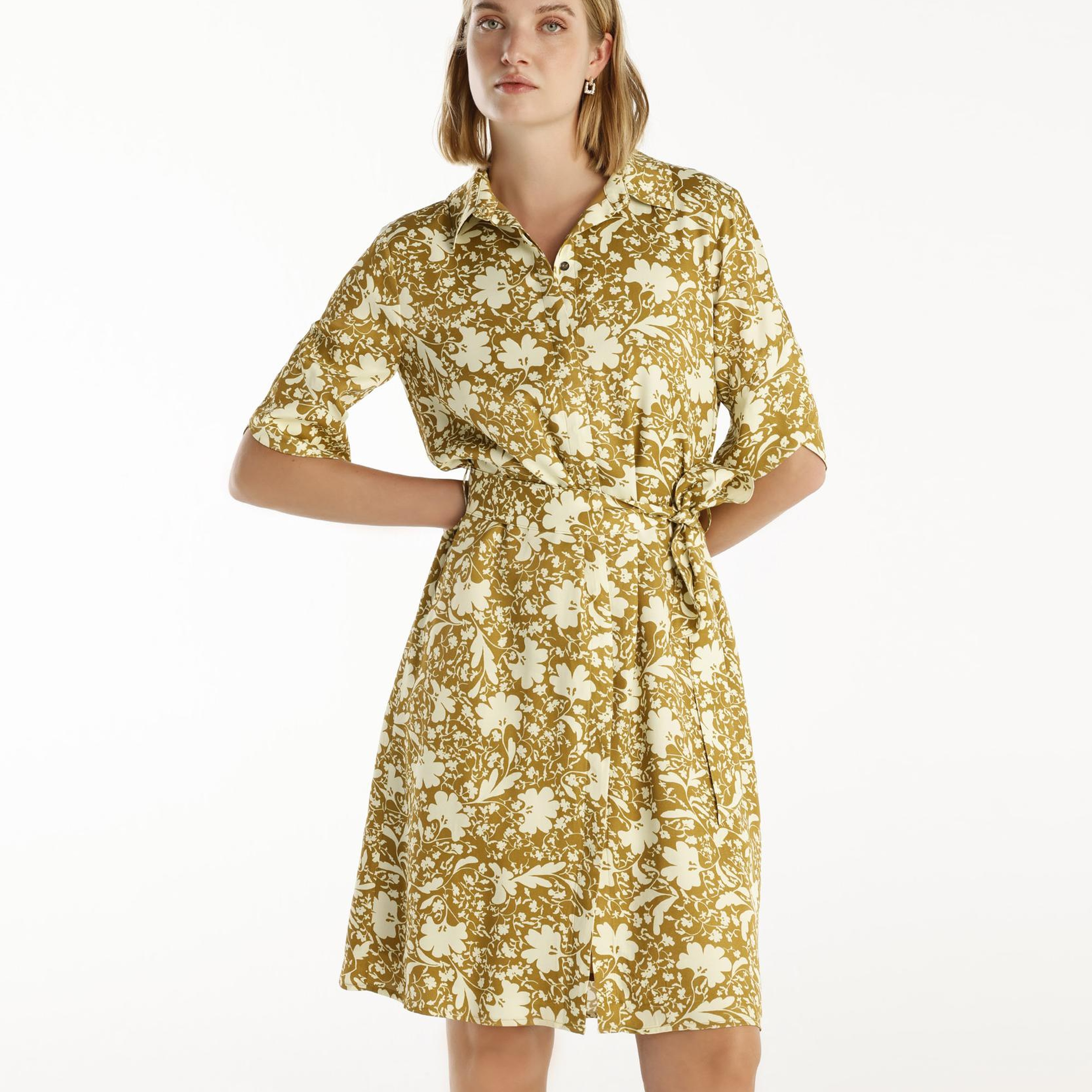 YARGICI Kuşaklı Uzun Kollu Gömlek Elbise