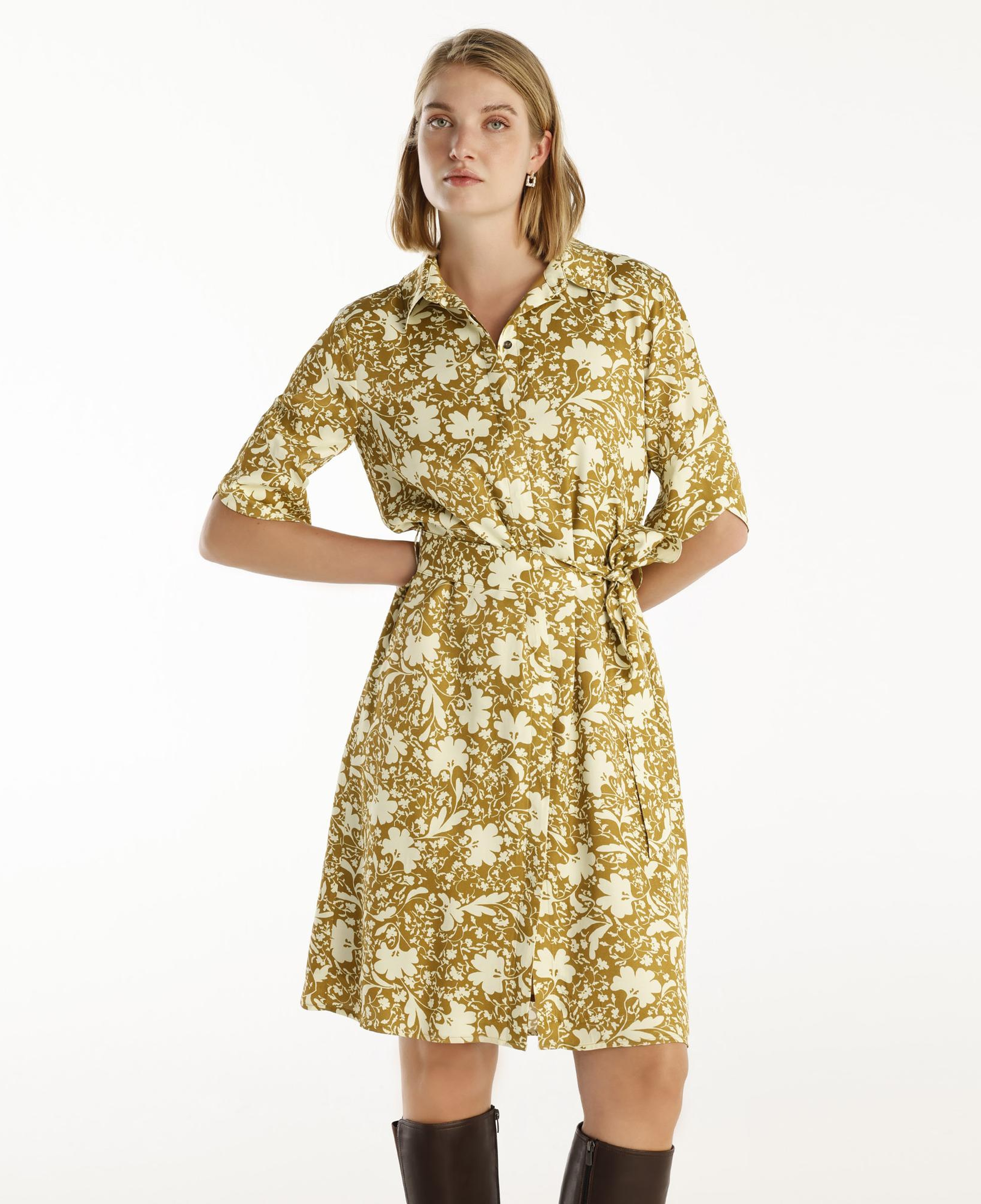 YARGICI Kuşaklı Uzun Kollu Gömlek Elbise