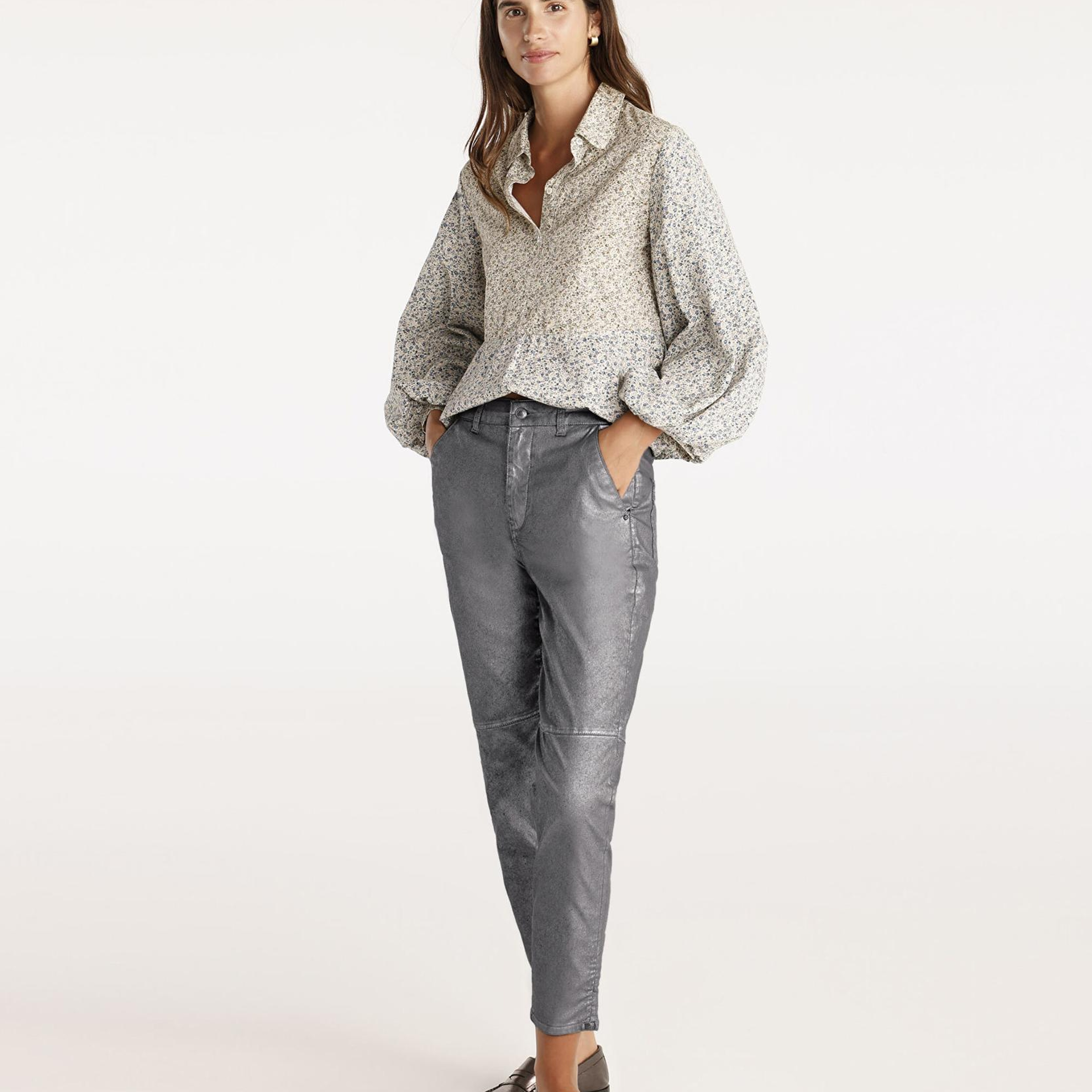 YARGICI Kesik Detaylı Yüksek Bel Düz Kesim Pantolon