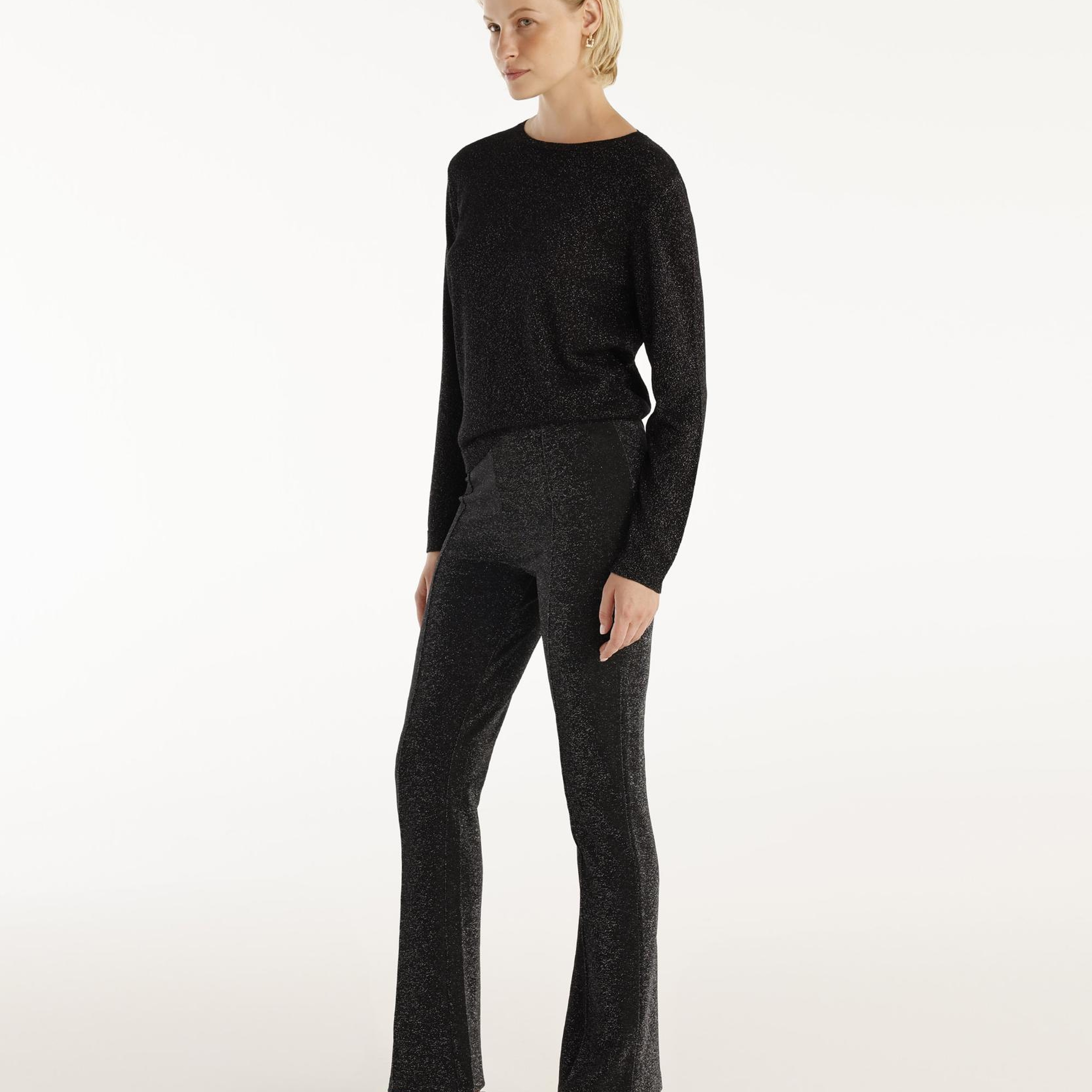 YARGICI Önü Dikişli Simli Geniş Paça Pantolon