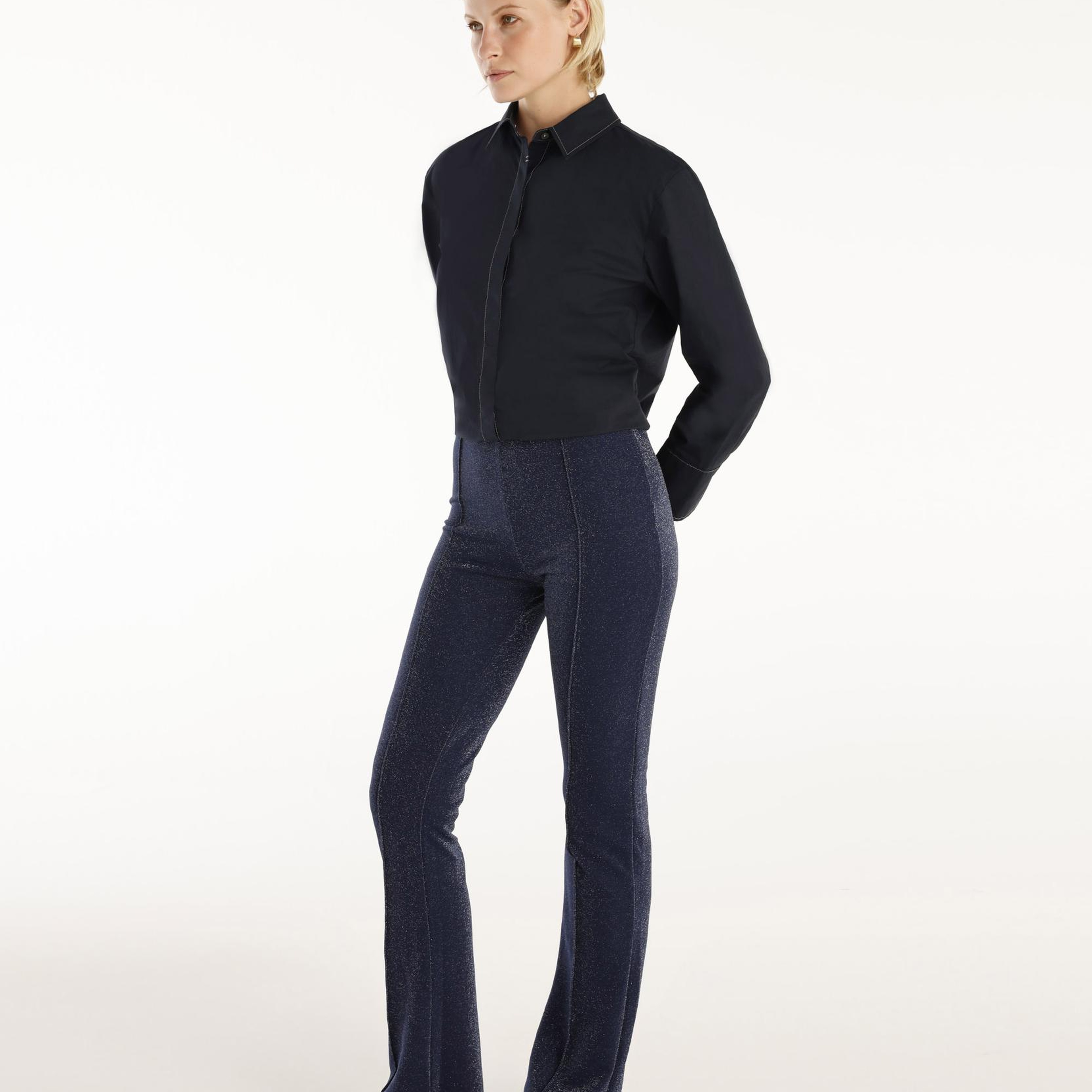 YARGICI Önü Dikişli Simli Geniş Paça Pantolon