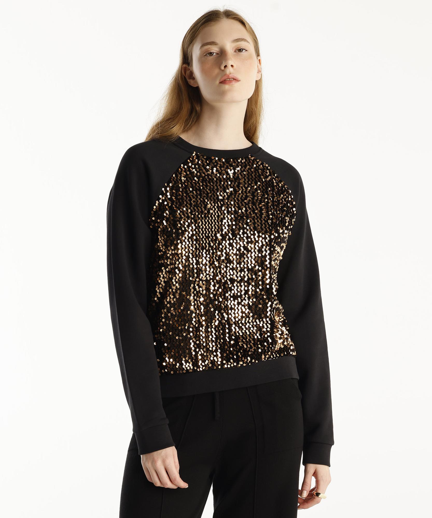 YARGICI Payetli Bisiklet Yaka Reglan Kol Sweatshirt