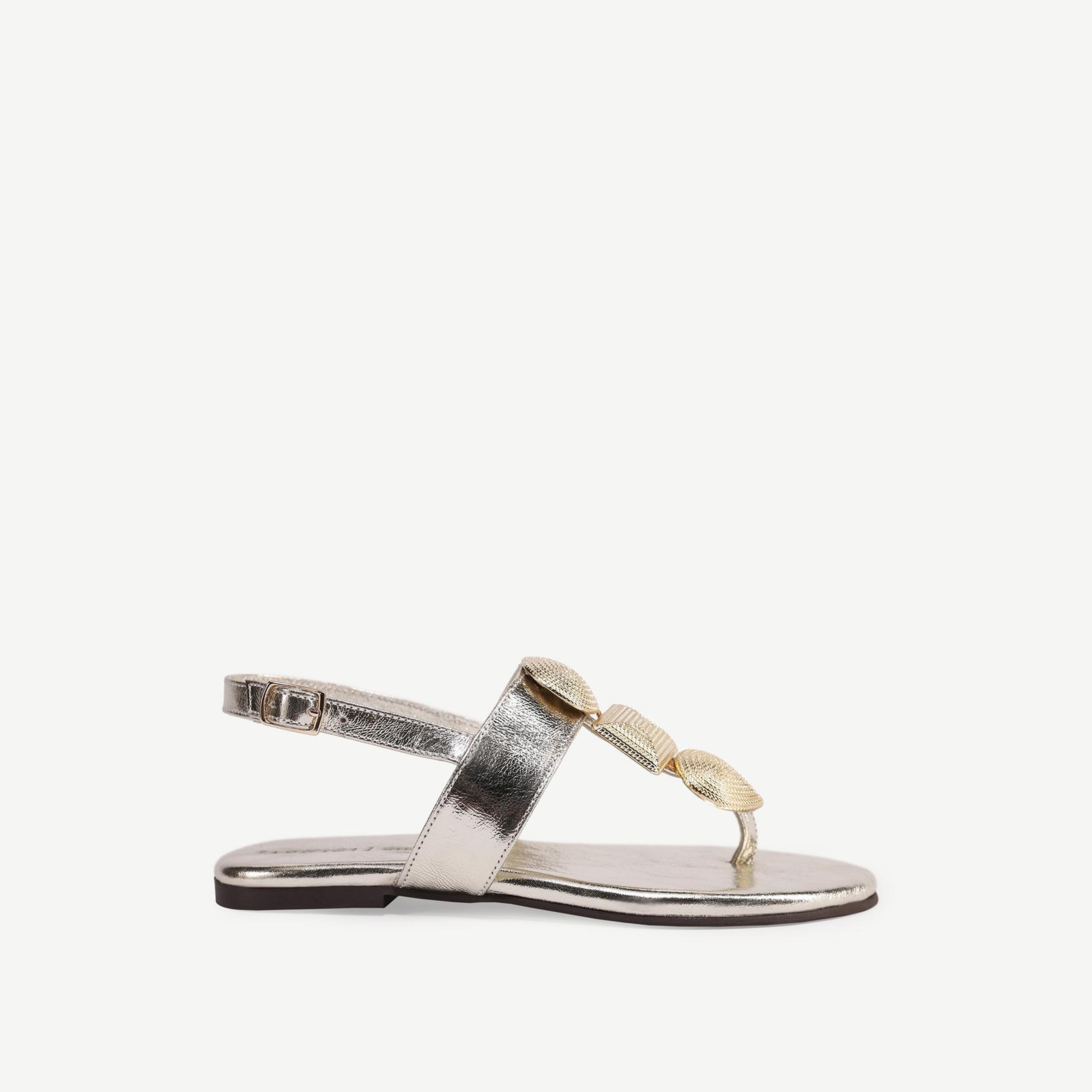 YARGICI Aksesuar Detaylı Deri Sandalet