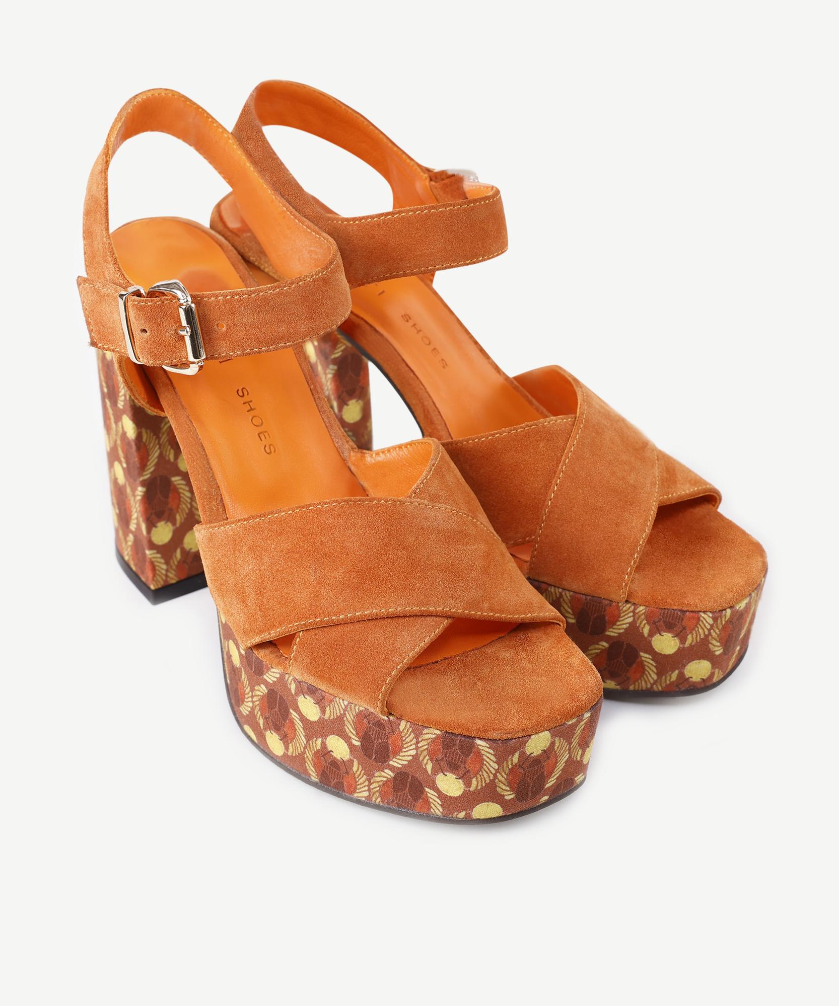 YARGICI Deri Platform Topuklu Sandalet