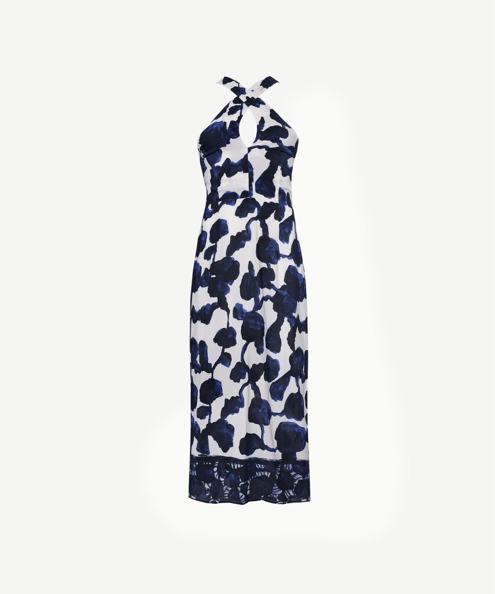 YARGICI Boyundan Bağlamalı Sırtı Açık Uzun Elbise