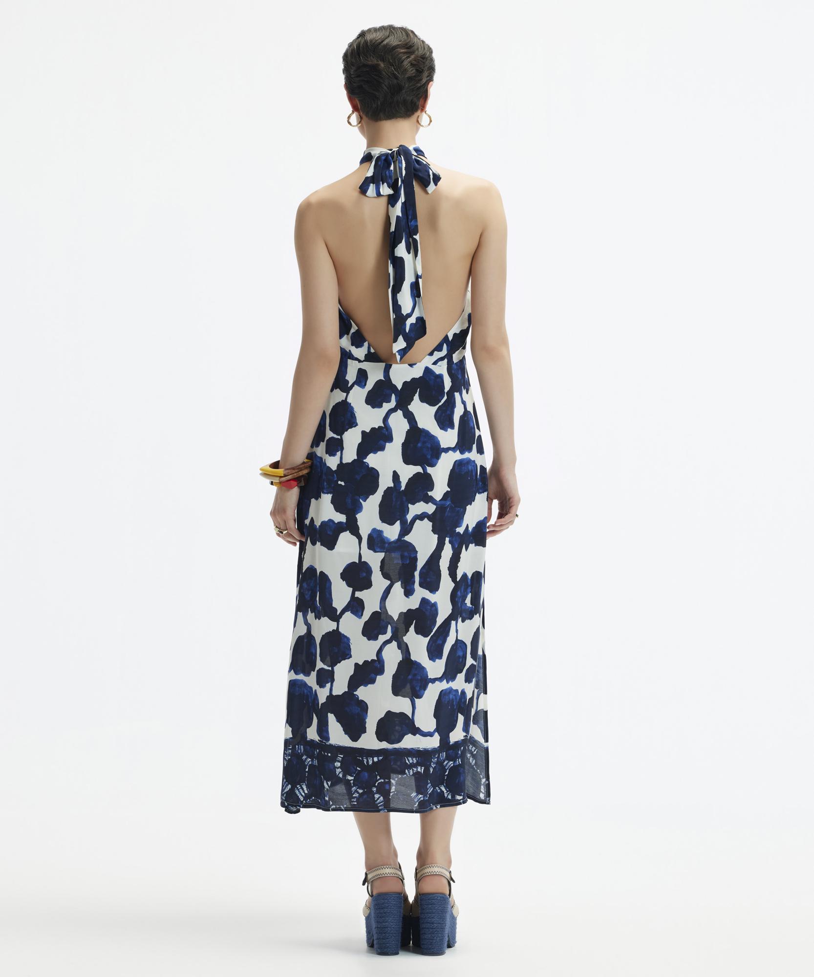 YARGICI Boyundan Bağlamalı Sırtı Açık Uzun Elbise