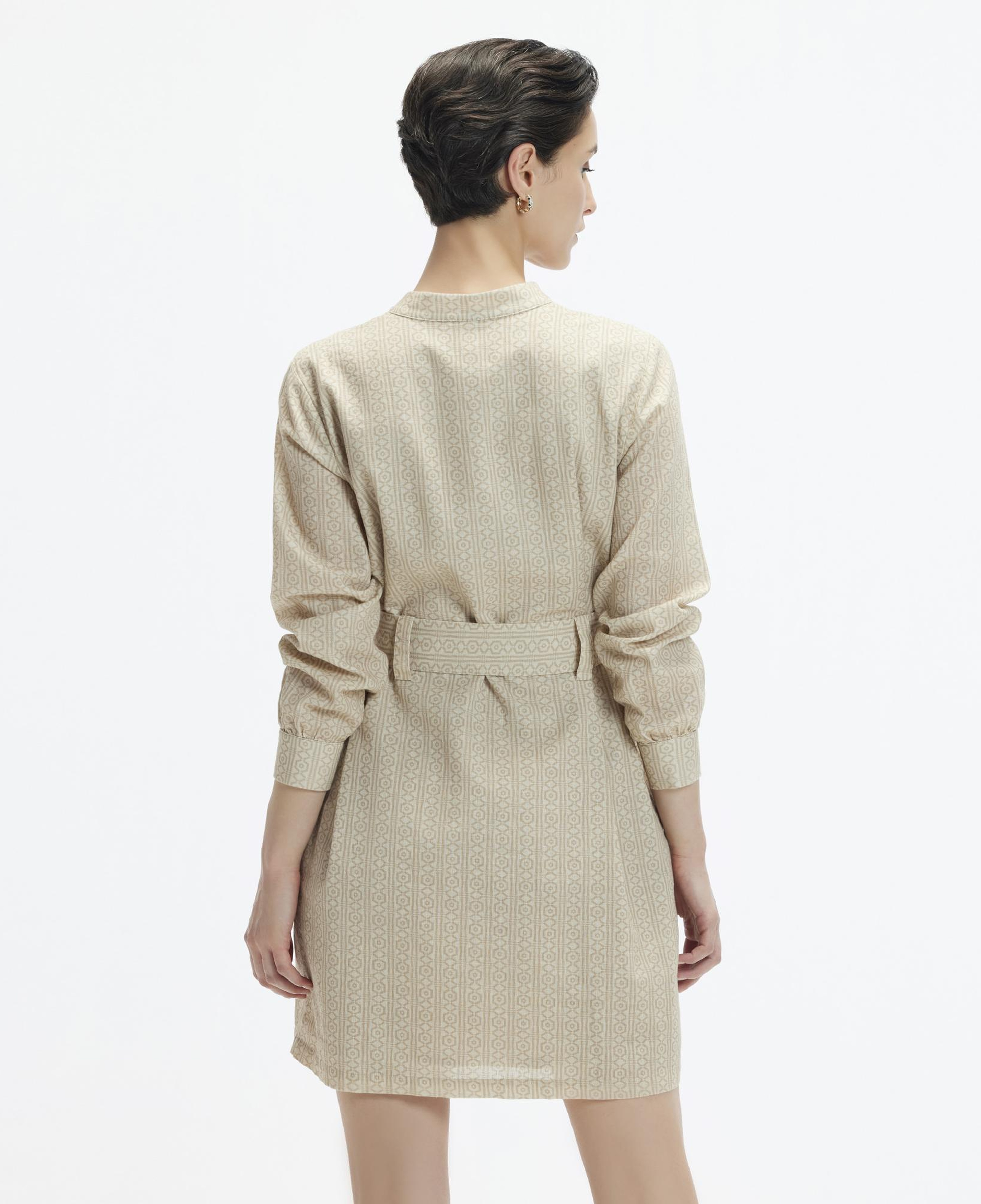 YARGICI Dik Yaka Kemerli Kısa Safari Elbise