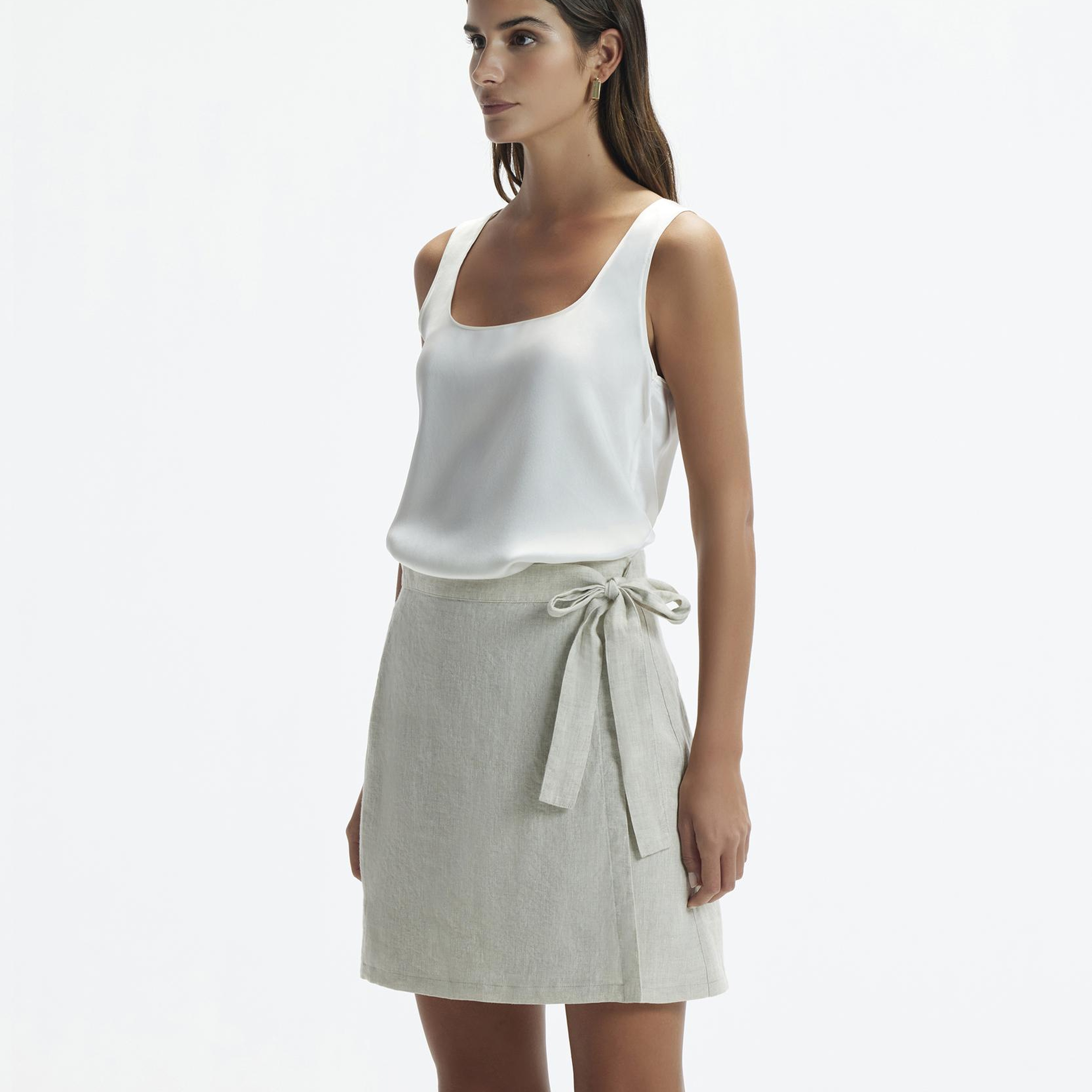 YARGICI Kruvaze Kapama Düz Kesim Kısa Etek