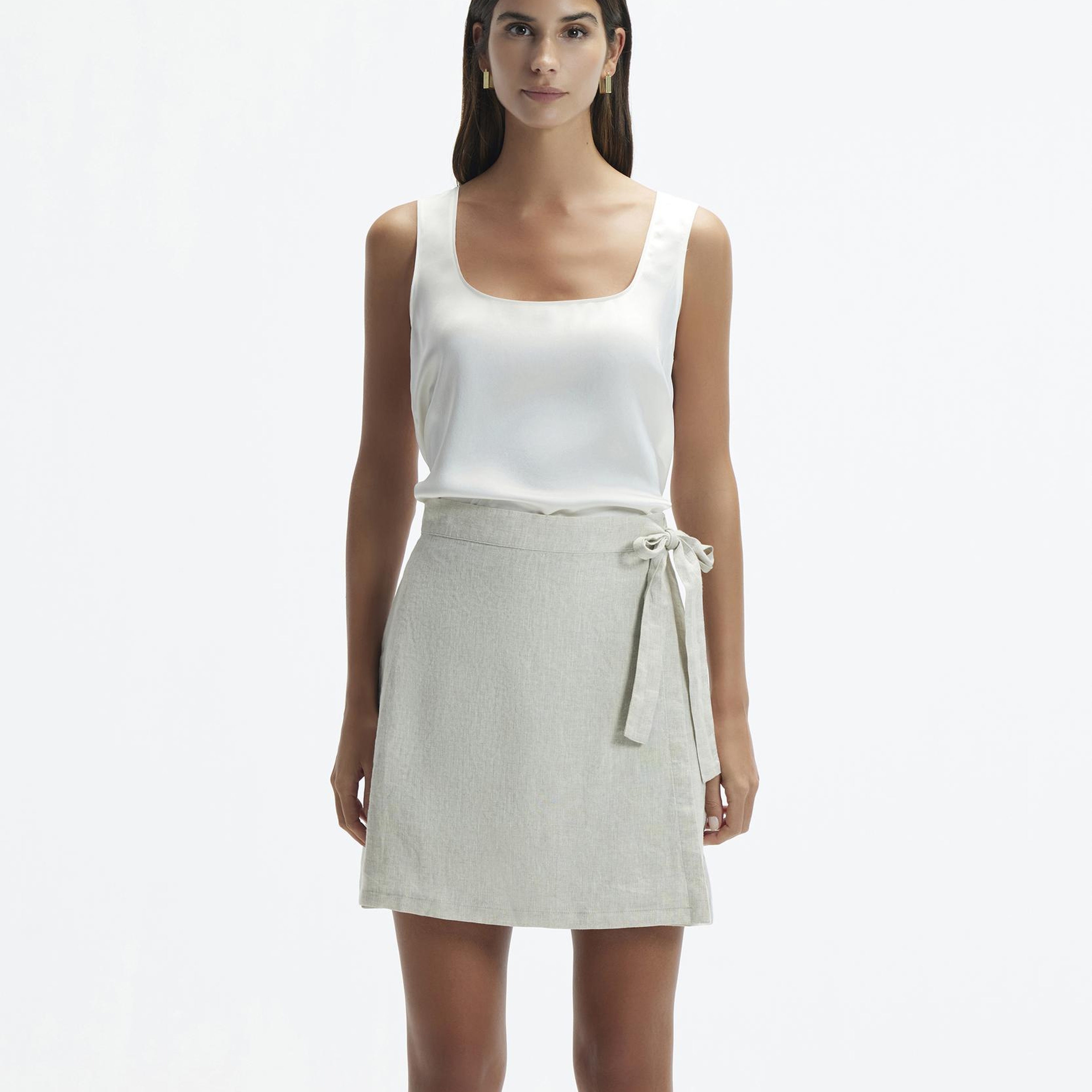 YARGICI Kruvaze Kapama Düz Kesim Kısa Etek