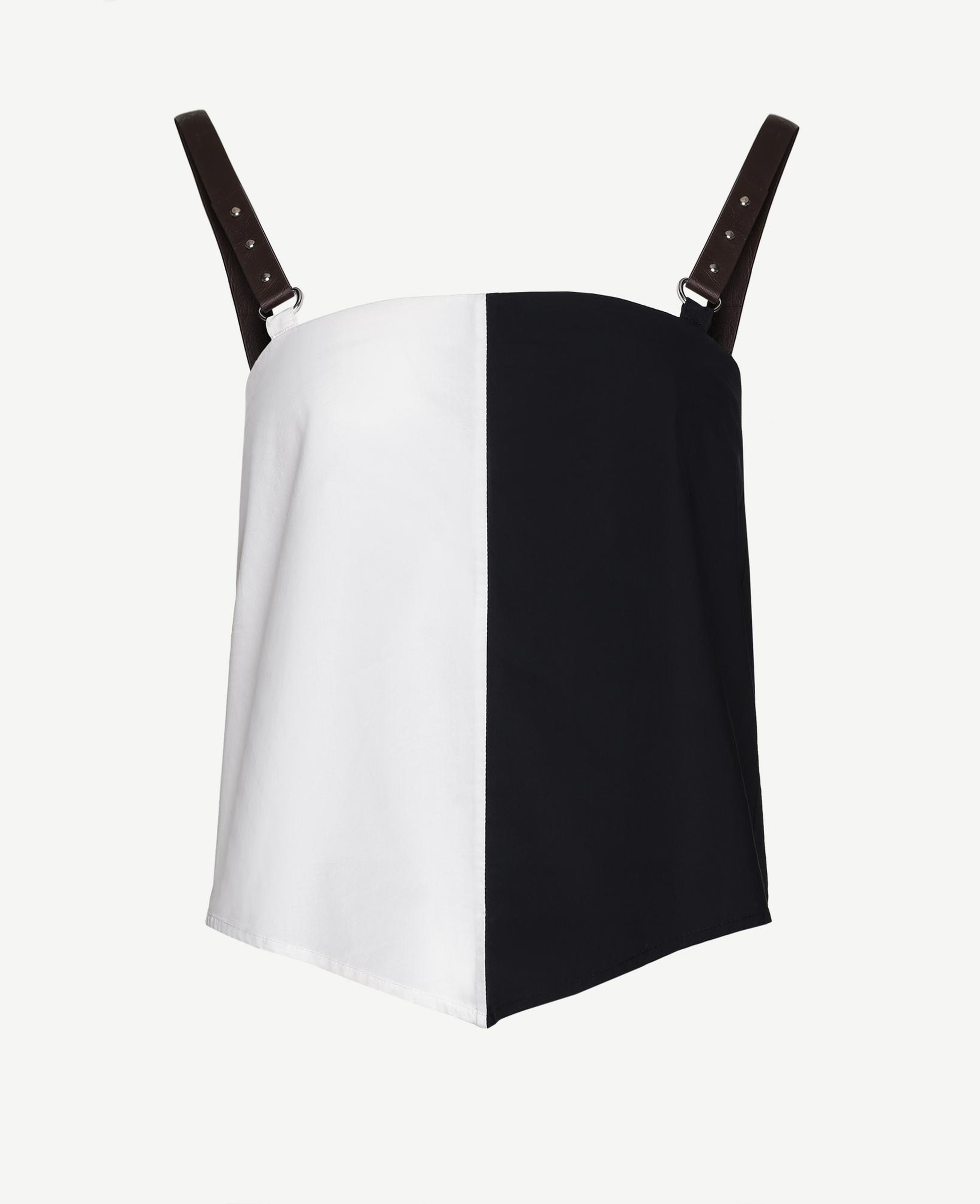 YARGICI Blok Renkli Deri Askılı Bluz