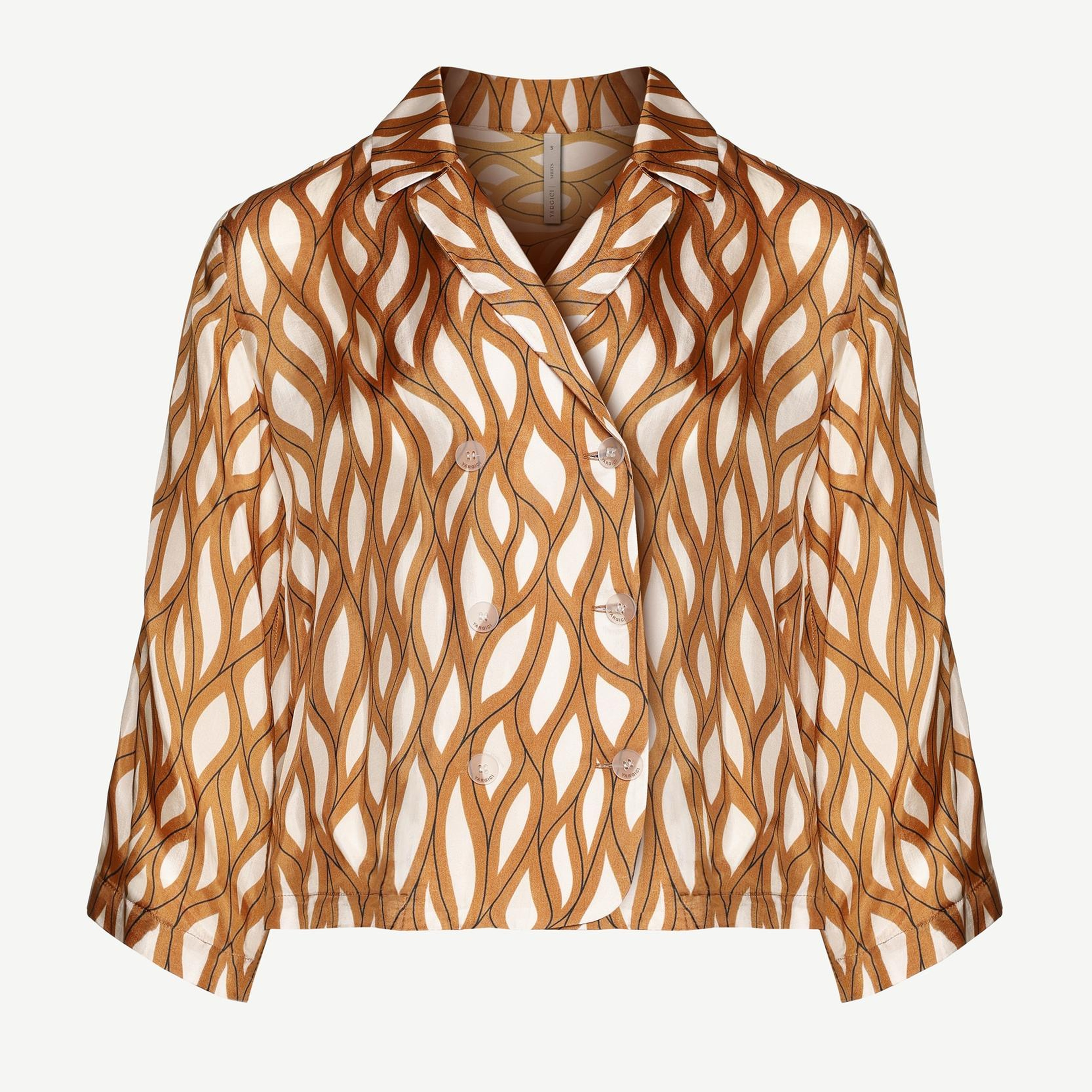 YARGICI Kruvaze Kapamalı Düğme Detaylı Kırlangıç Yaka Gömlek