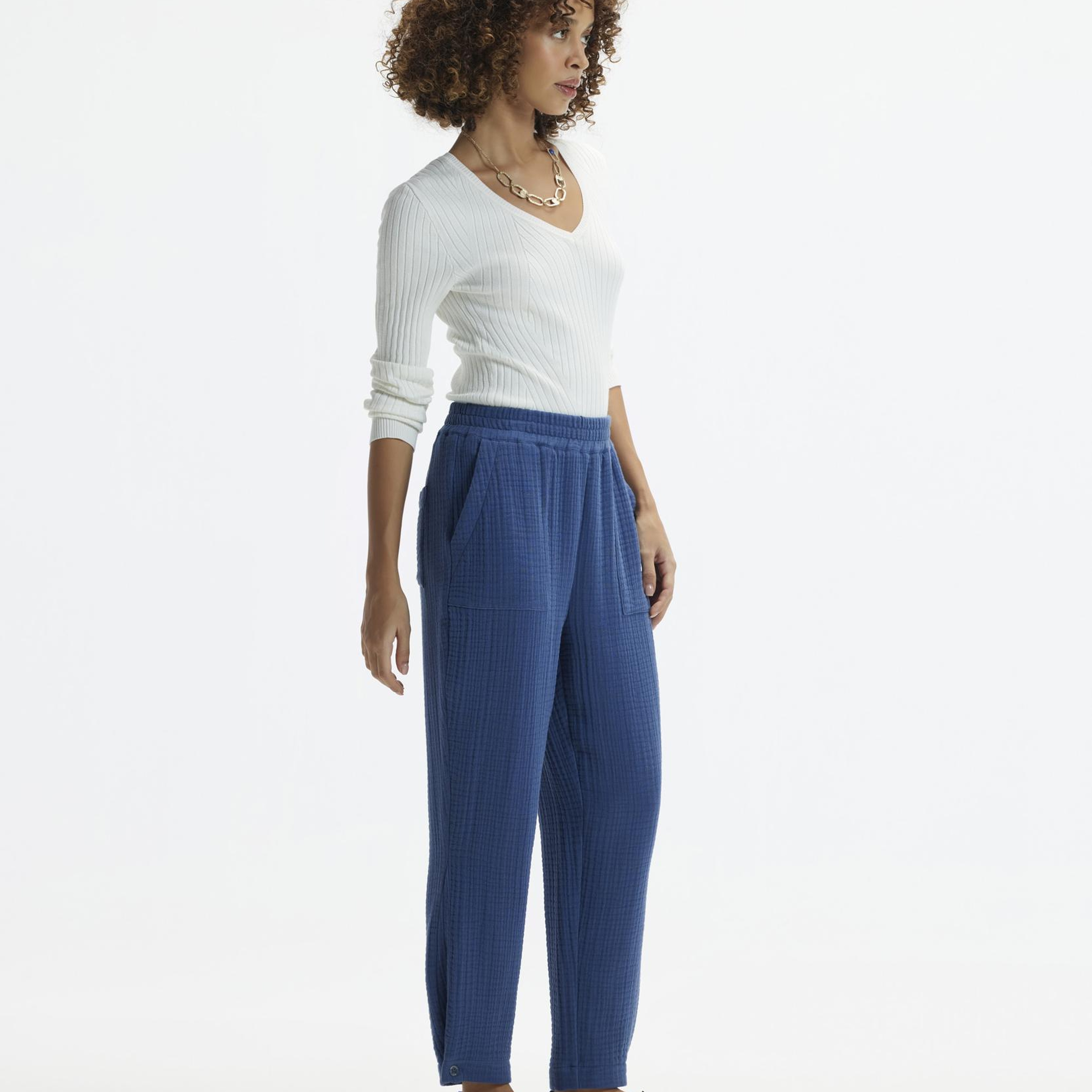 YARGICI Düz Kesim Beli Lastikli Pantolon