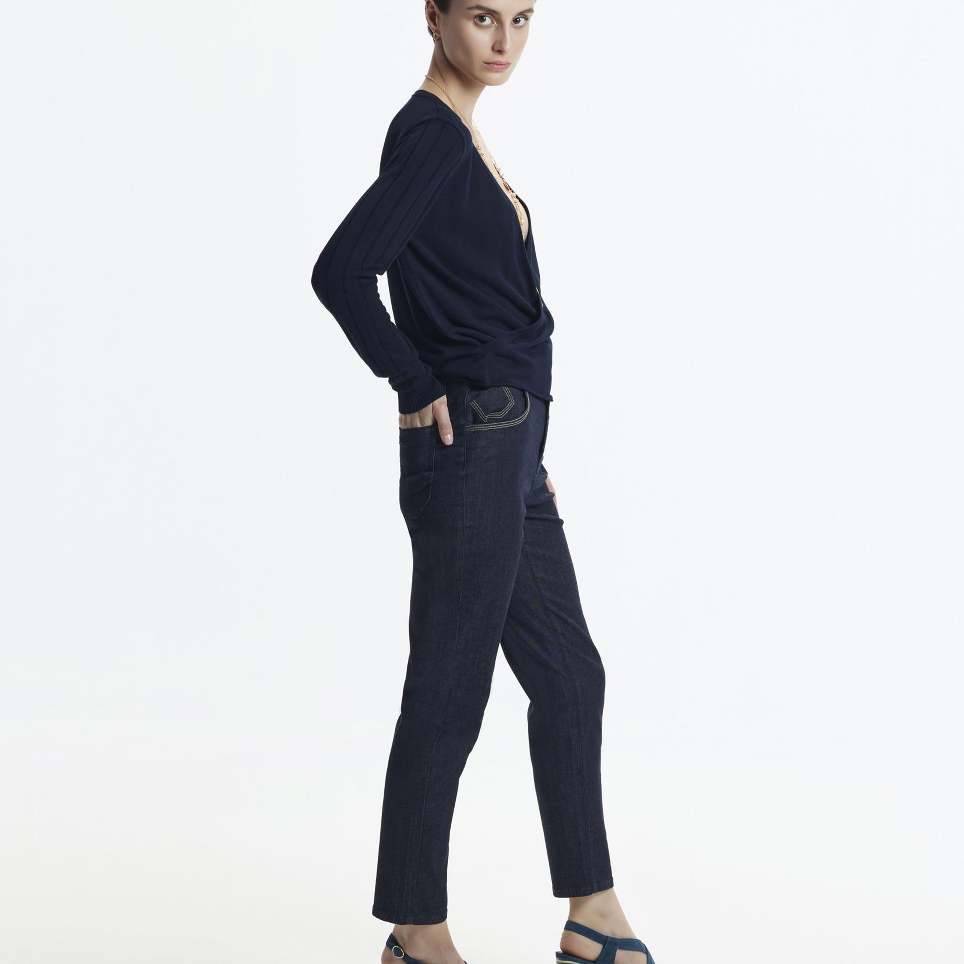 YARGICI Düz Kesim Saat Cep Detaylı Denim Pantolon
