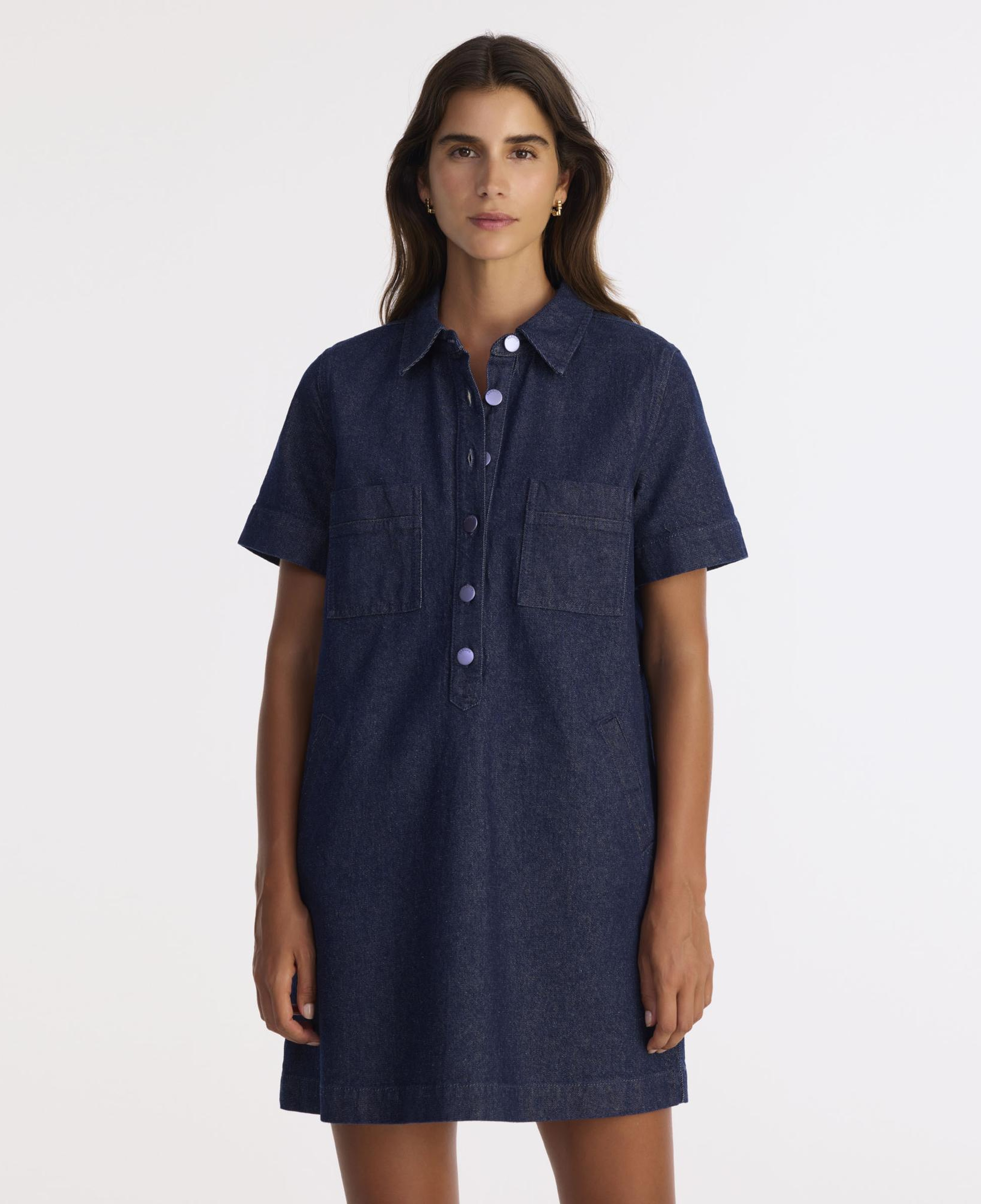 YARGICI Düz Gömlek Yaka Kısa Kol Elbise