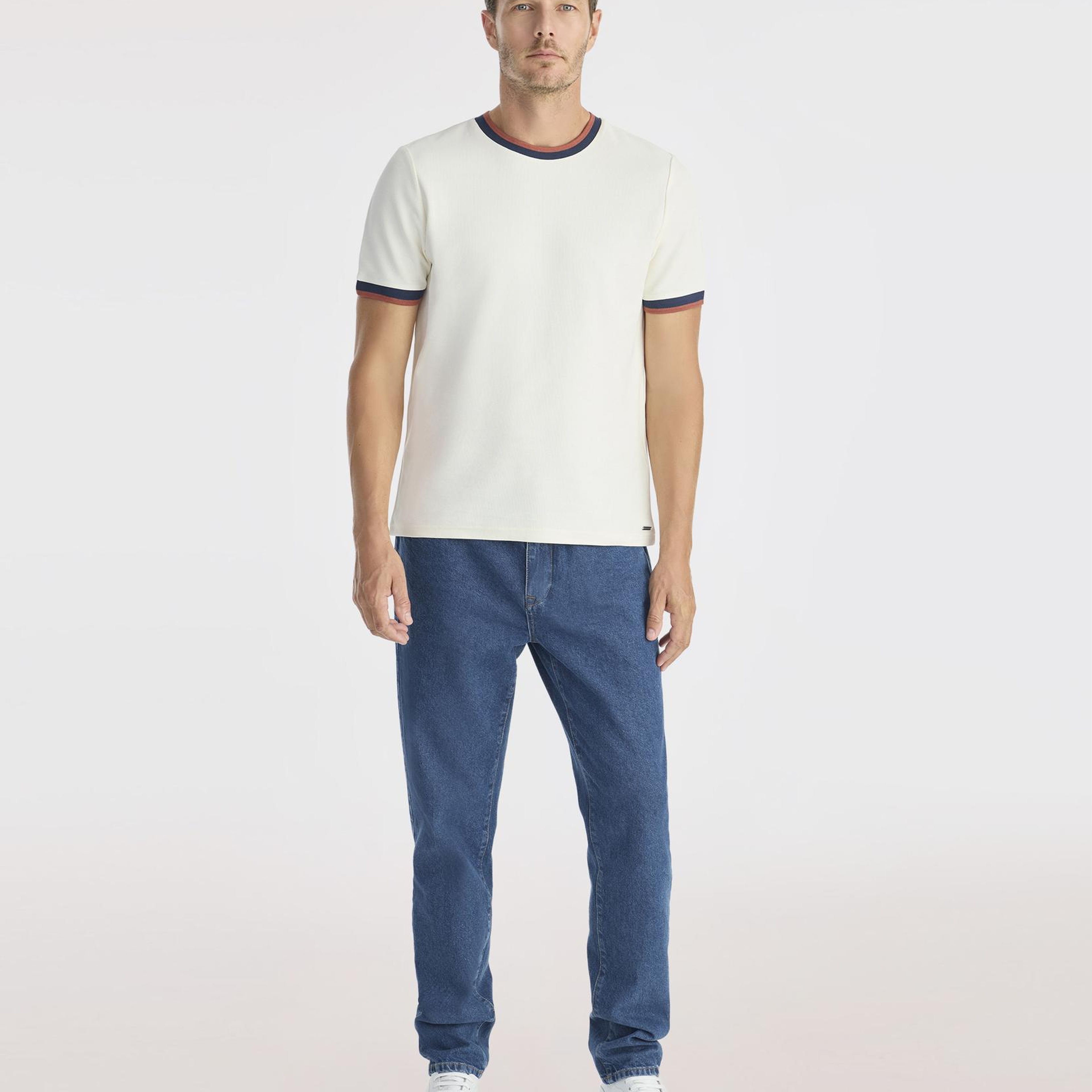 YARGICI Ribana Detaylı Erkek Bisiklet Yaka T-shirt