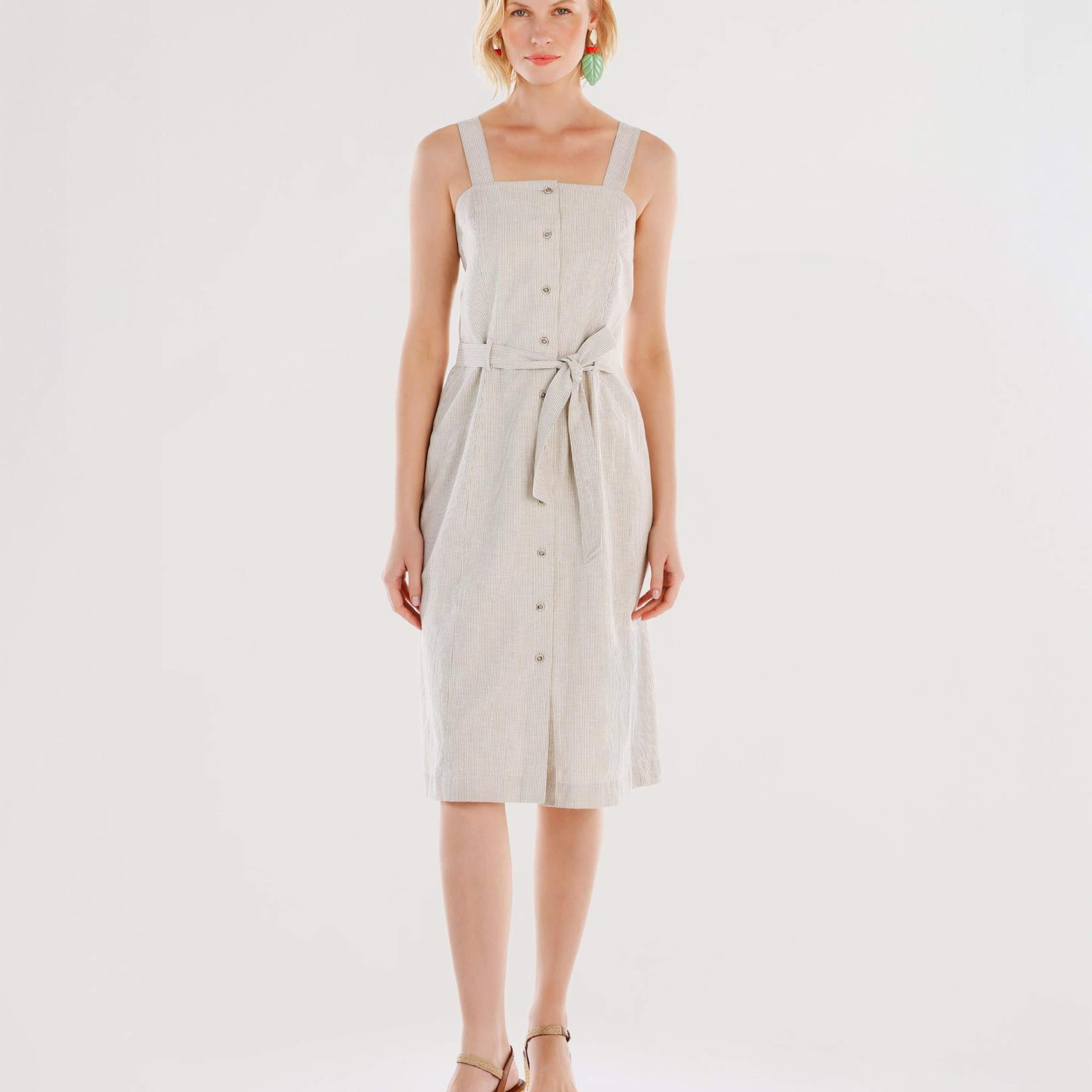 YARGICI Kemer Detaylı Askılı Uzun Elbise