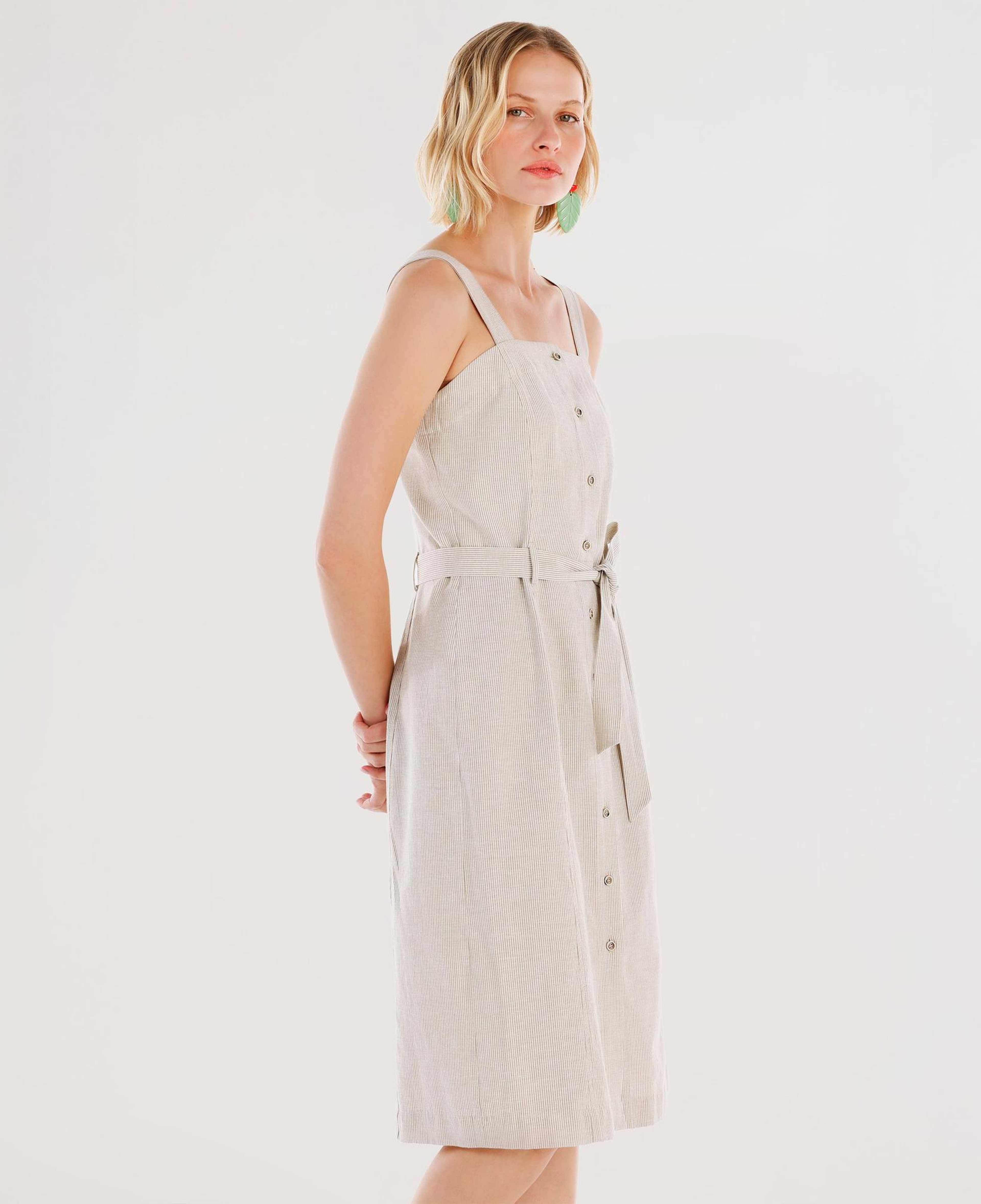 YARGICI Kemer Detaylı Askılı Uzun Elbise