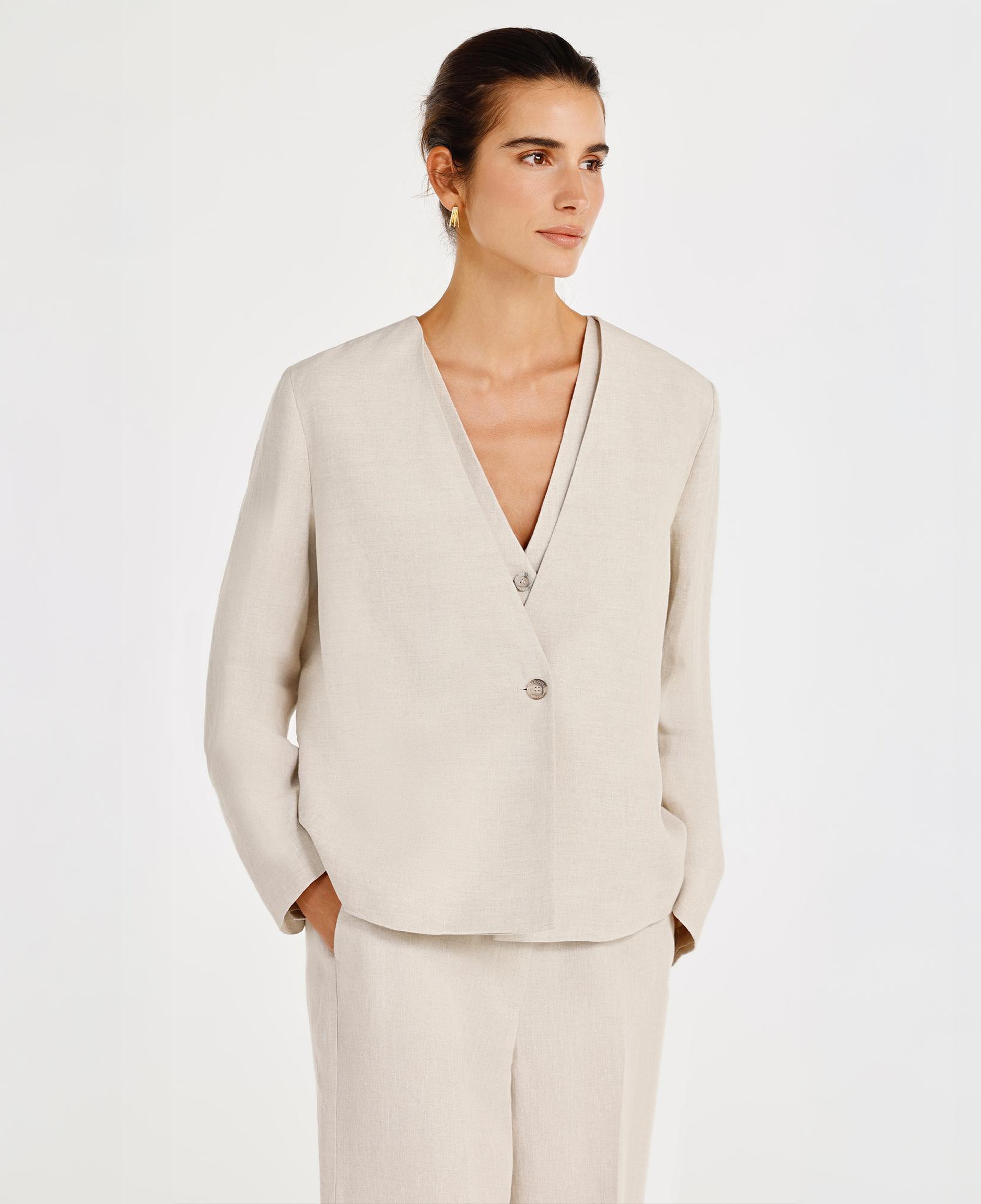 YARGICI Tek Düğmeli Yakasız Ceket