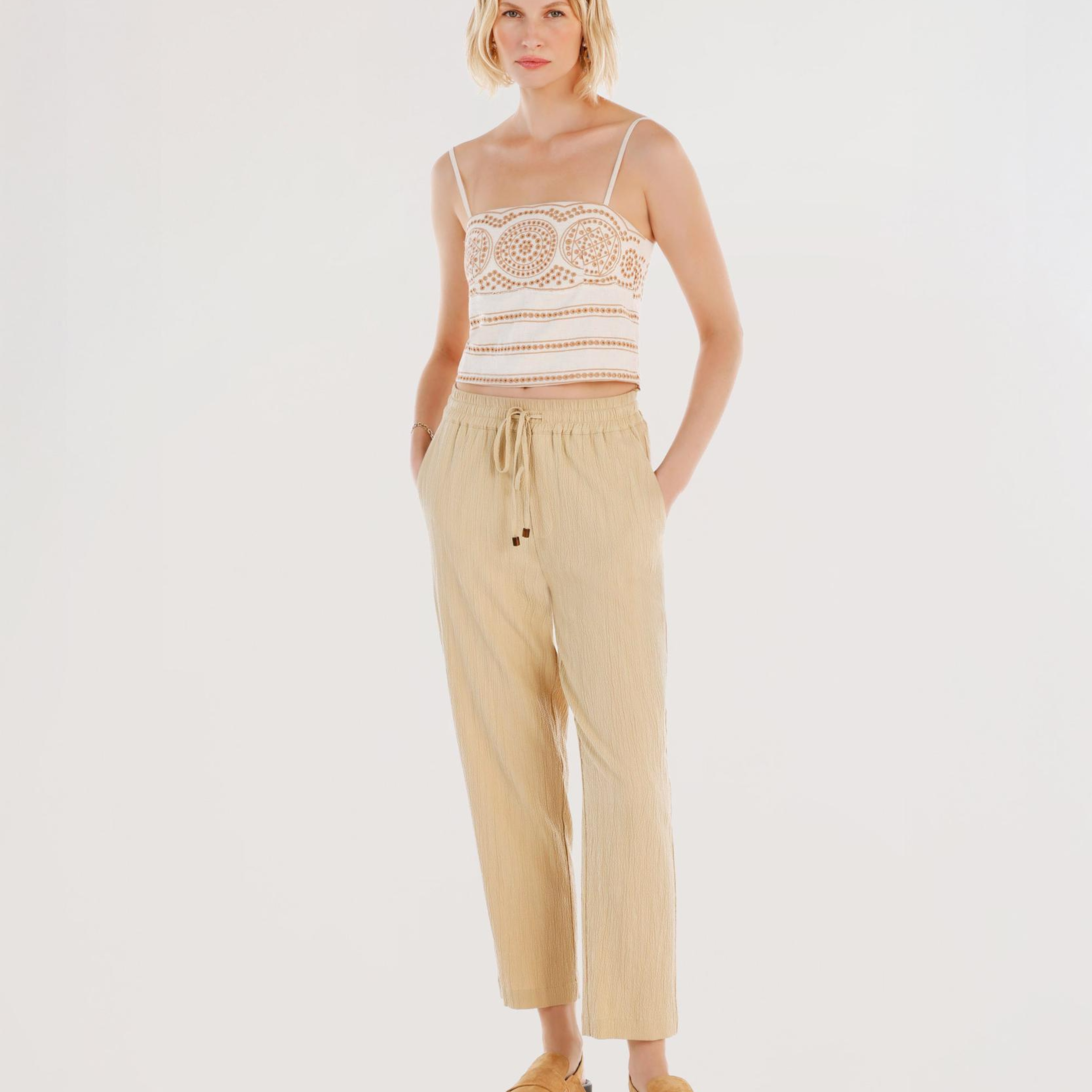 YARGICI Beli Bağlama Detaylı Pantolon