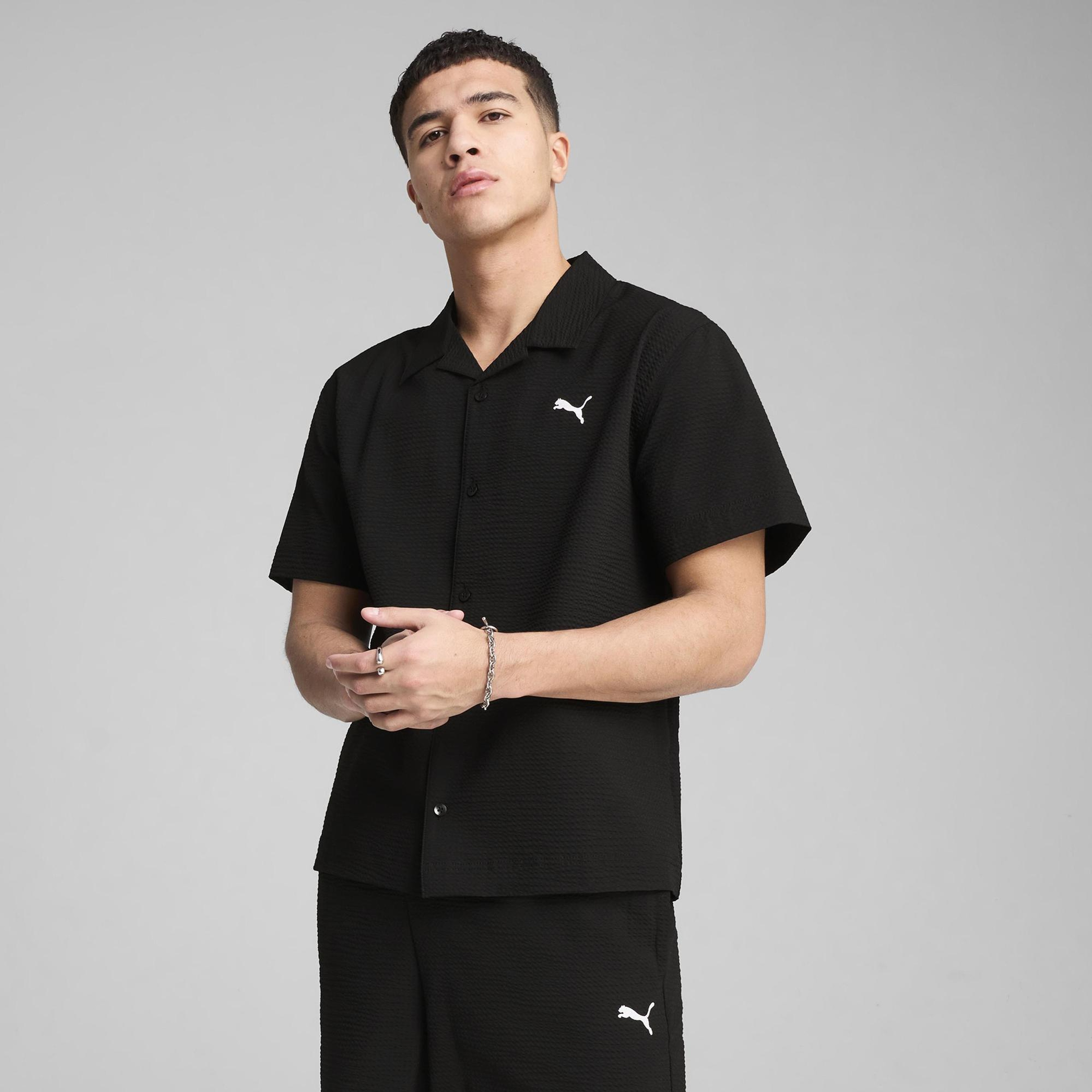 Puma Wardrobe Ess Relaxed Erkek Siyah Gömlek