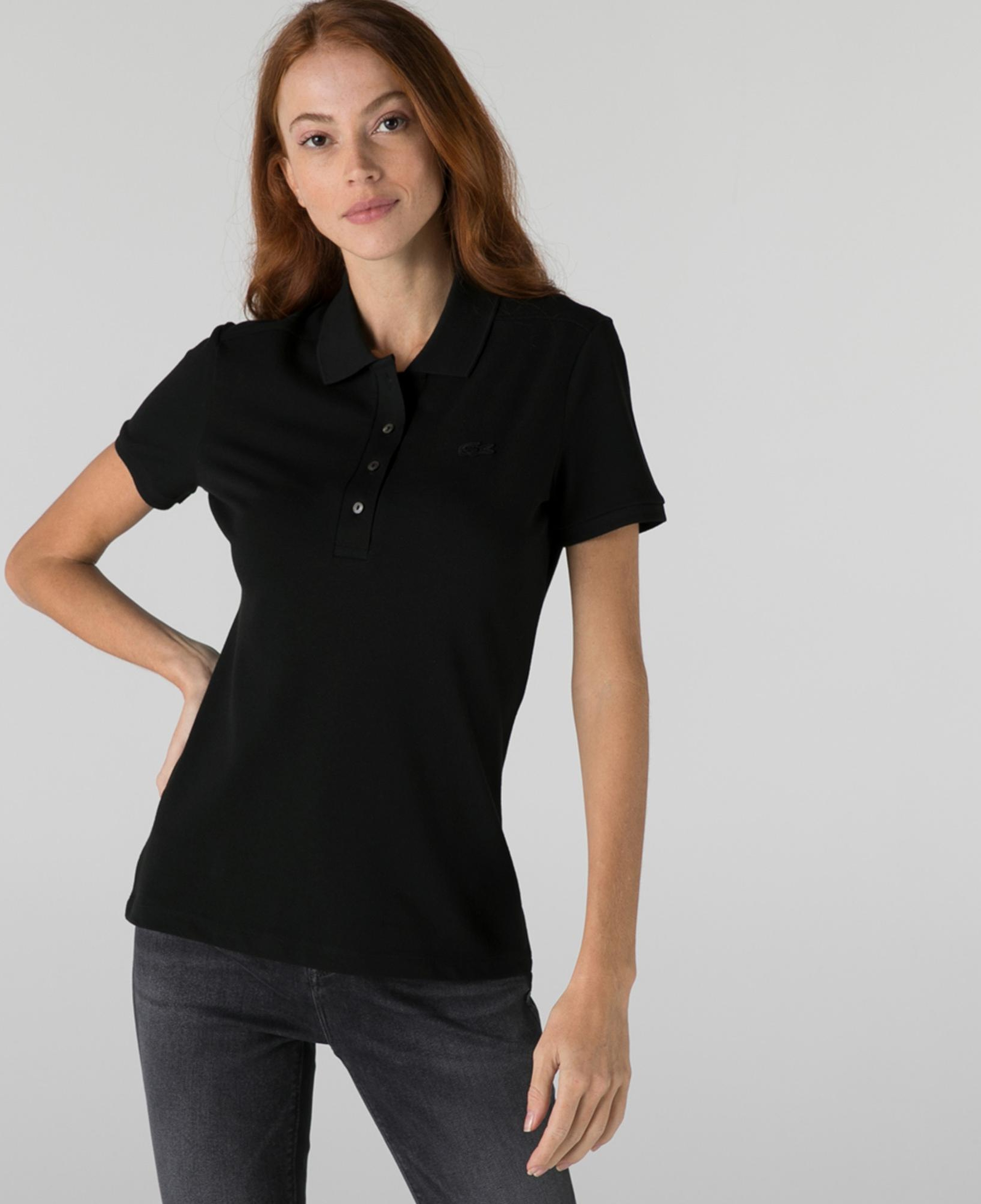 Lacoste L.12.D Kadın Slim Fit Siyah Polo