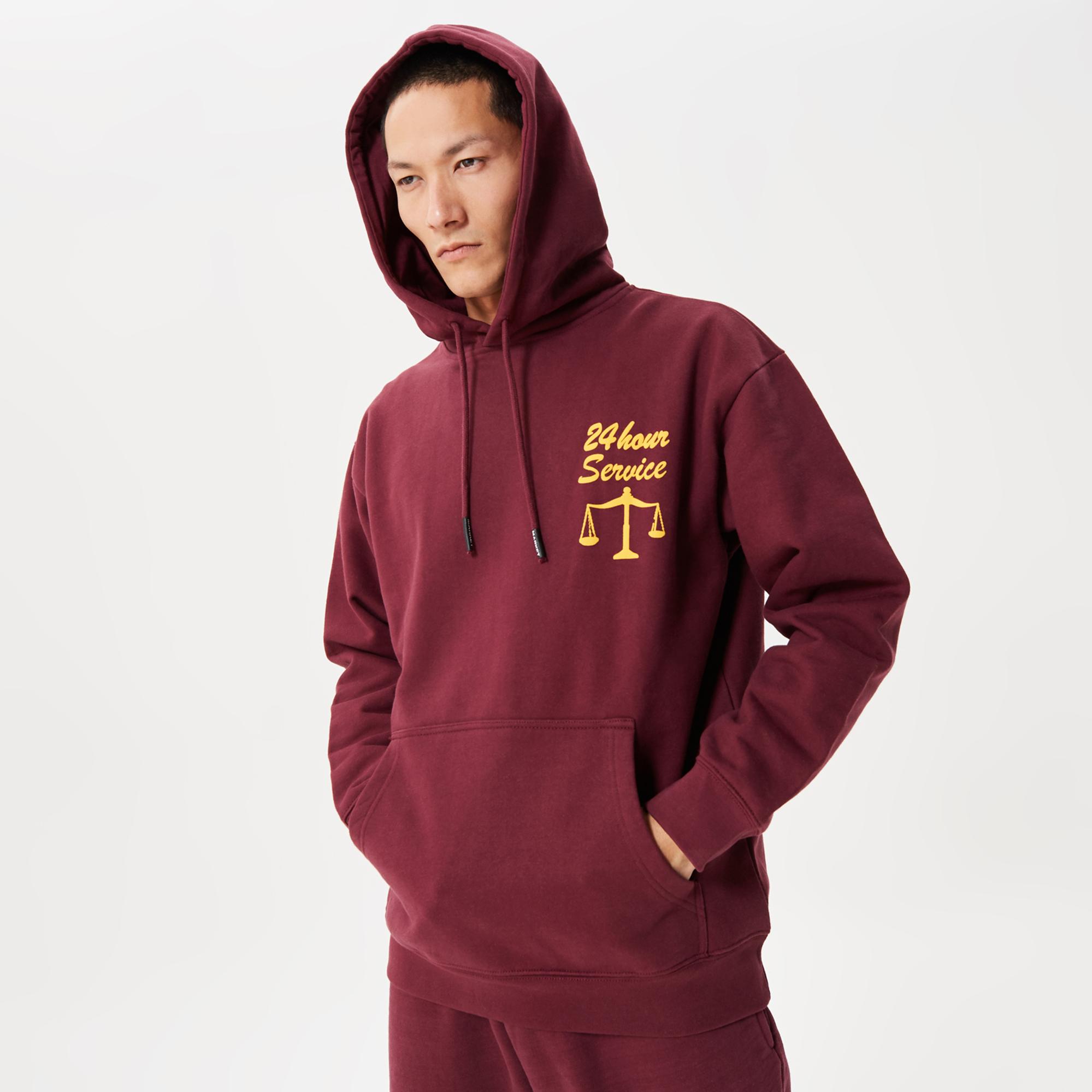 Market 24 Hr Lawyer Service Erkek Bordo Hoodie