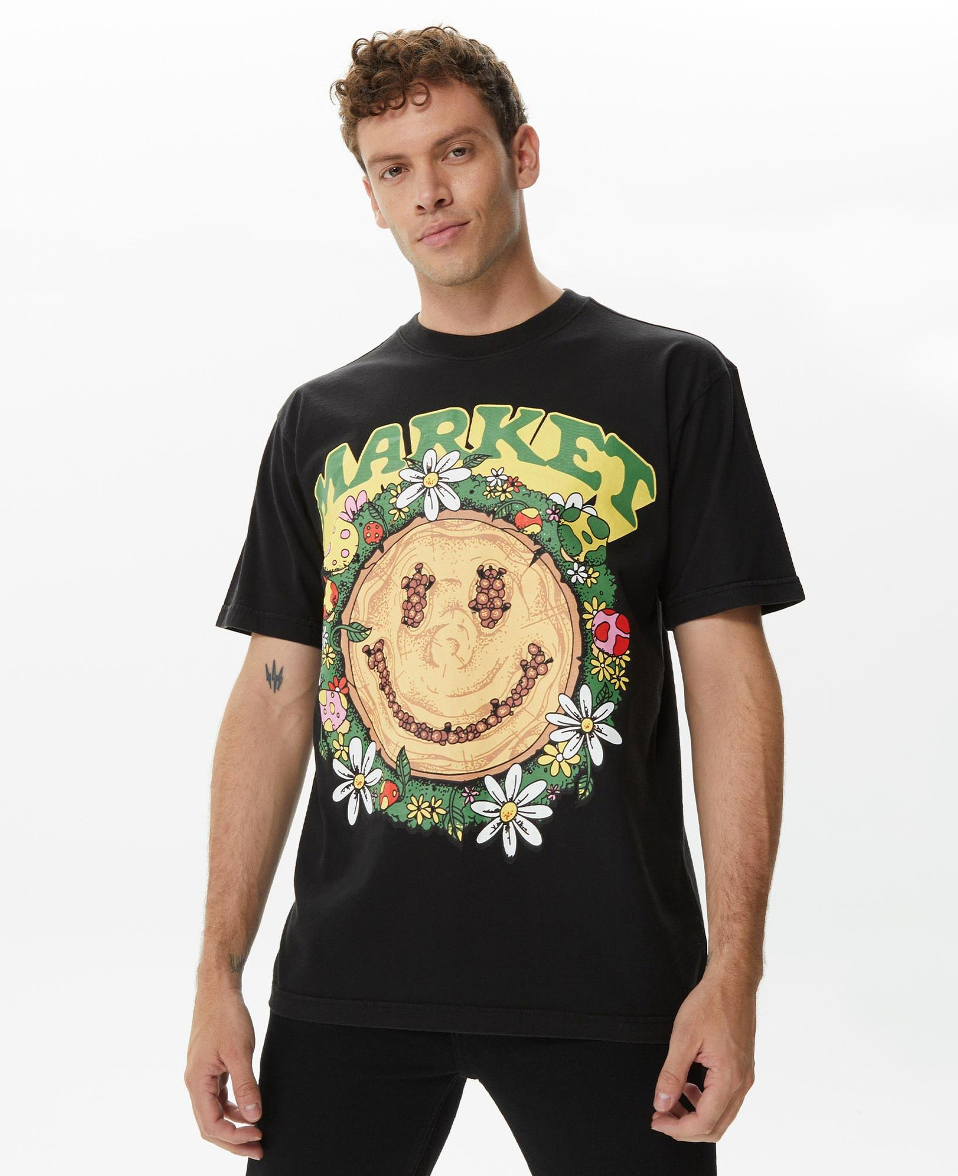 Market Smiley Decomposition Erkek Siyah T-Shirt
