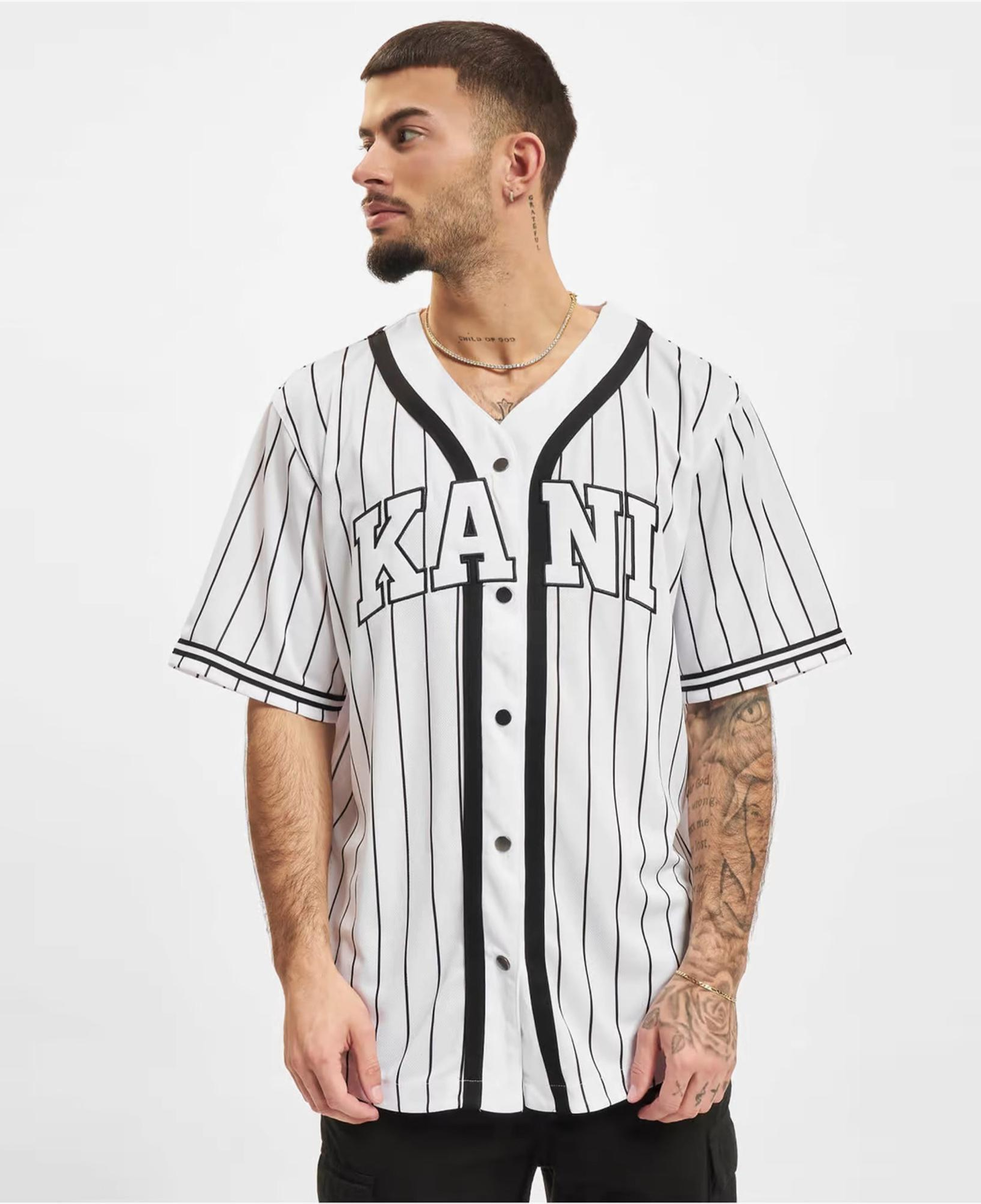 Karl Kani Serif Pinstripe Baseball Erkek Beyaz Gömlek