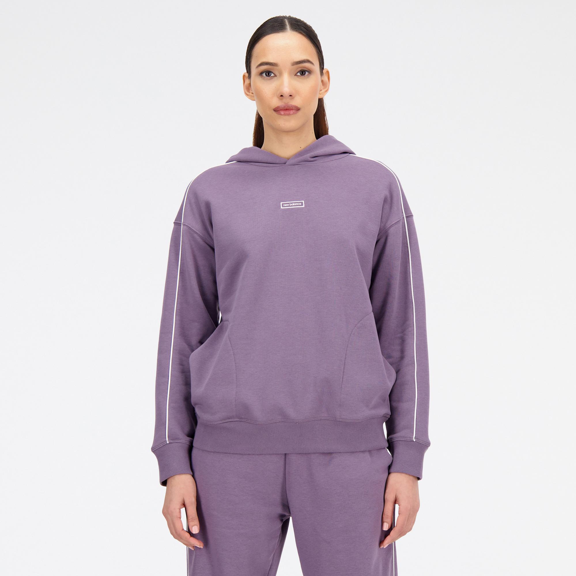 New Balance Essentials French Terry Oversize Kadın Mor Hoodie