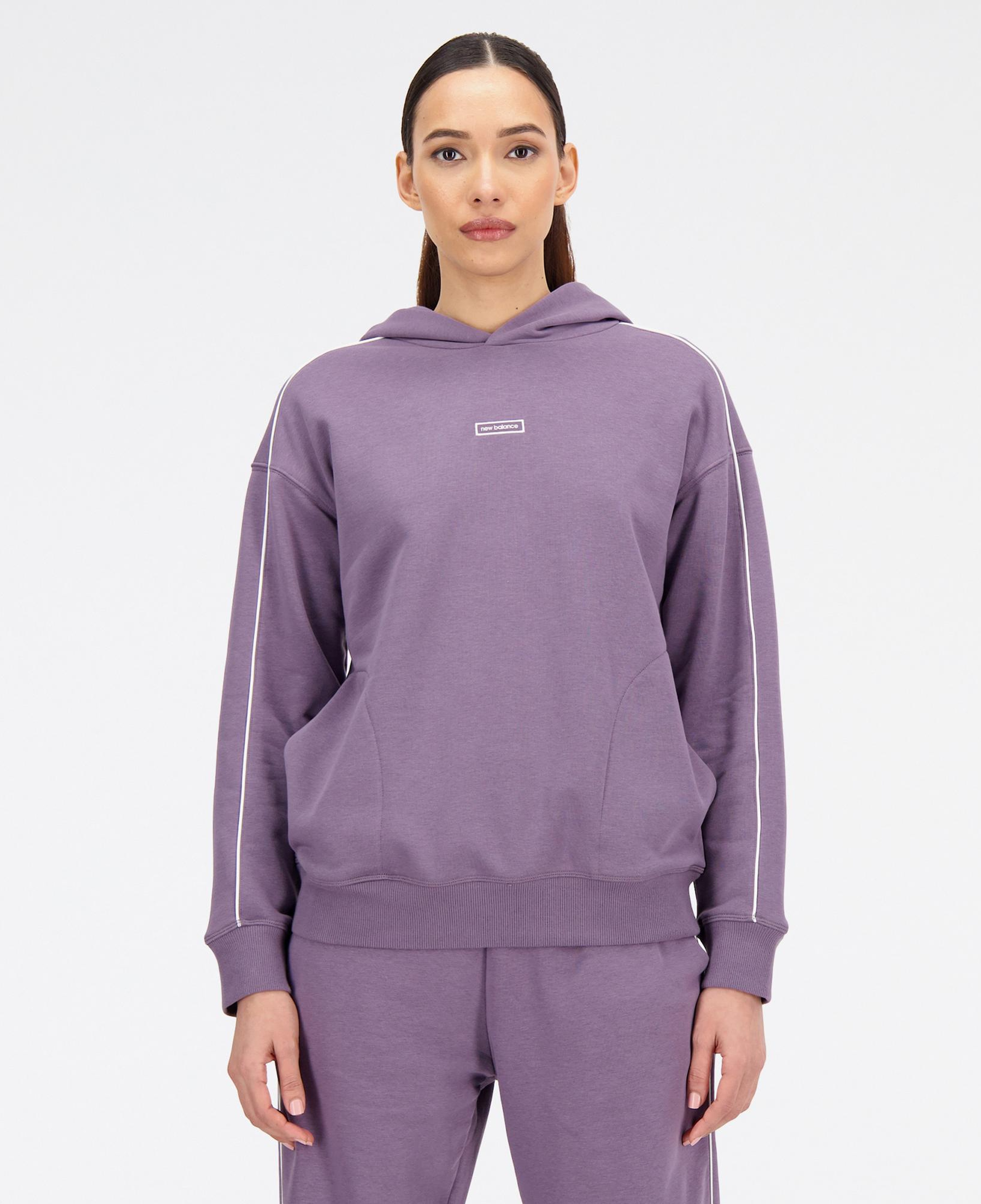 New Balance Essentials French Terry Oversize Kadın Mor Hoodie