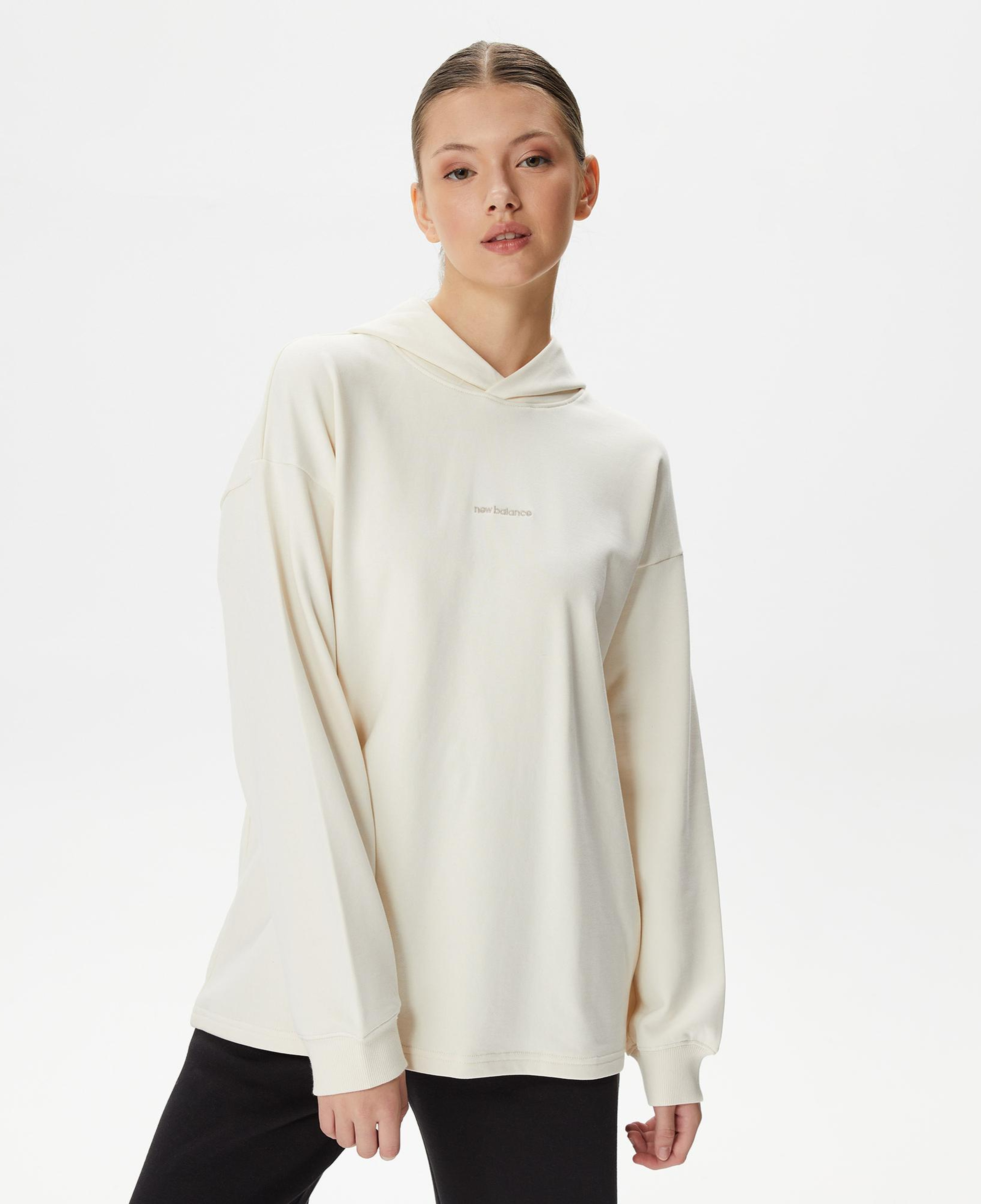 New Balance Athletics Linear Kadın Bej Hoodie