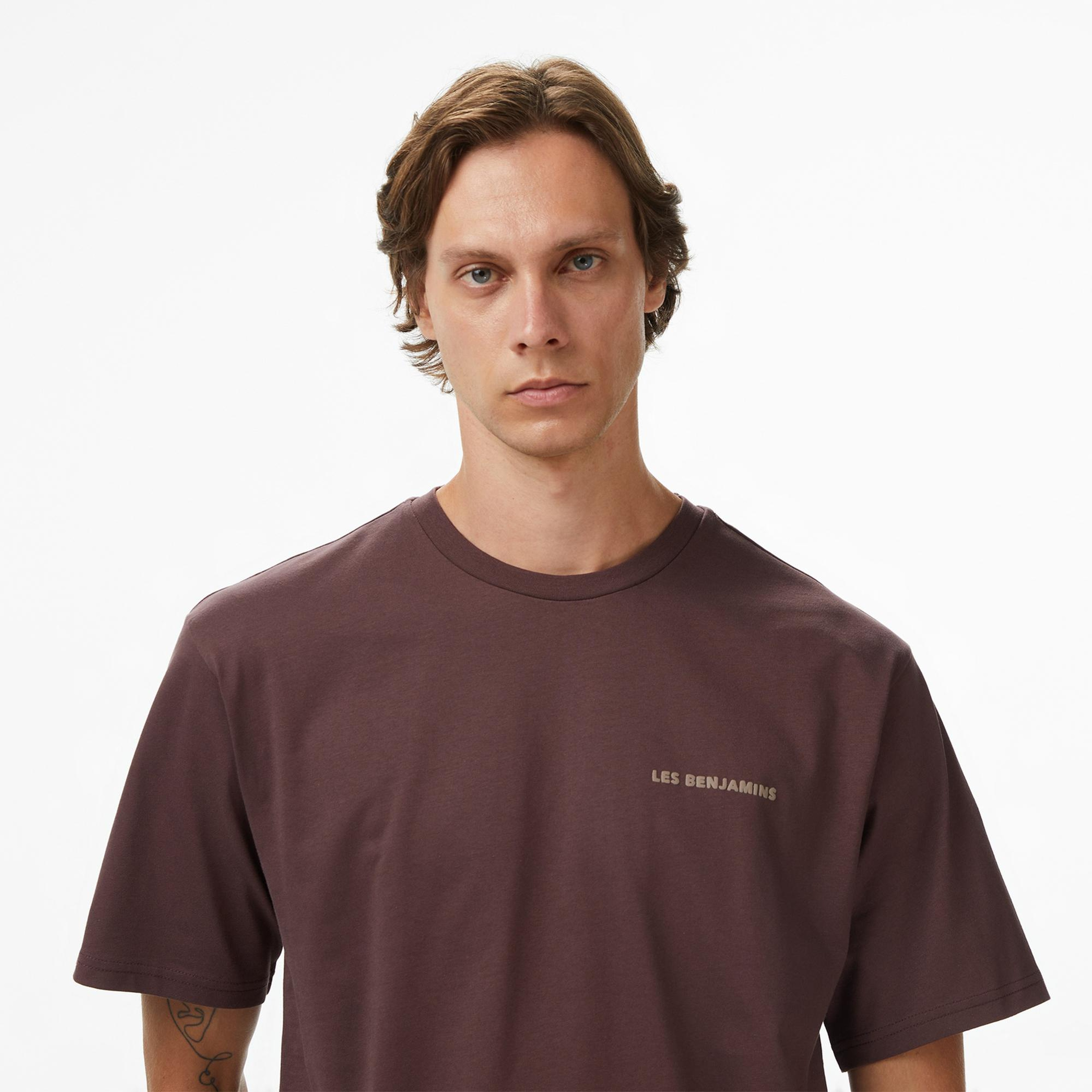 Les Benjamins Relaxed 010 Erkek Kahverengi T-Shirt