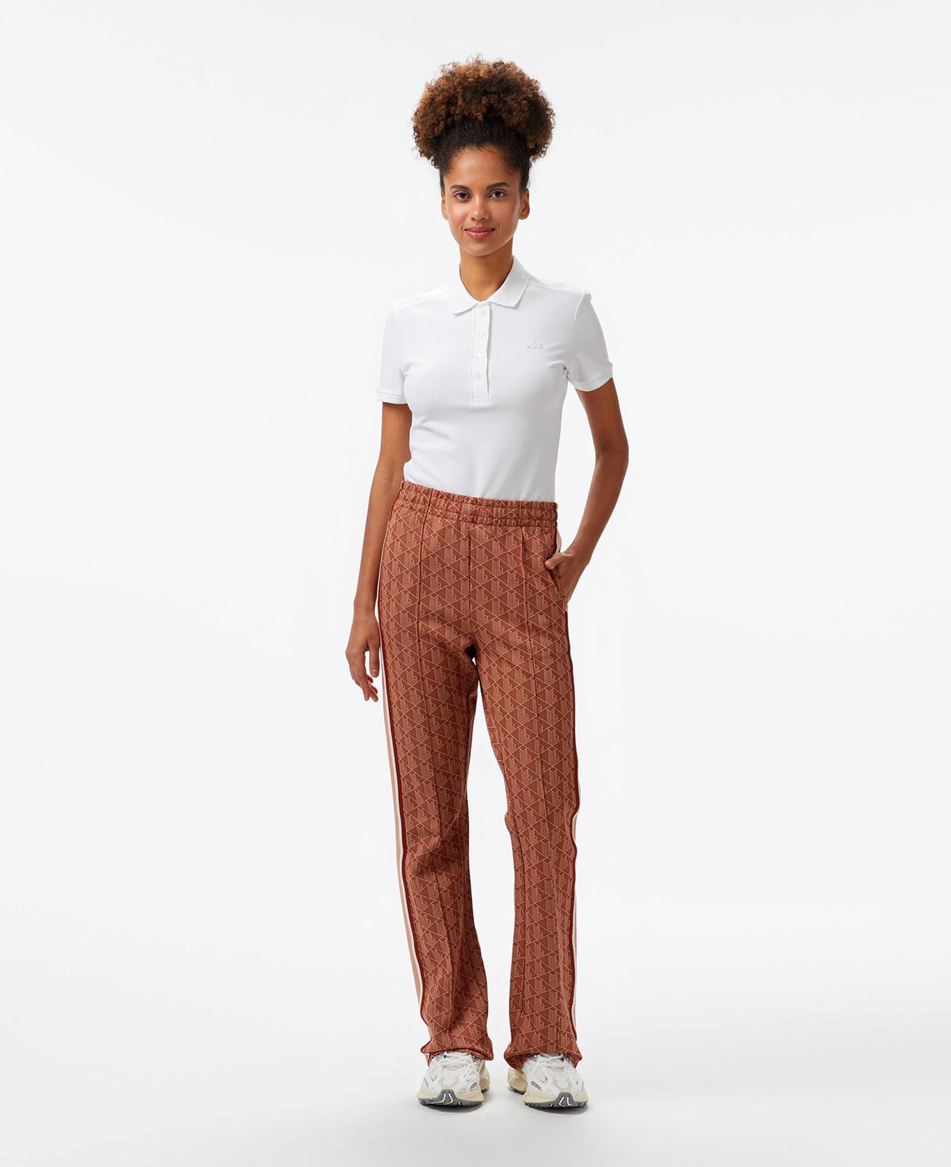 Lacoste Flare Fit Monogram Kadın Bej Eşofman Altı
