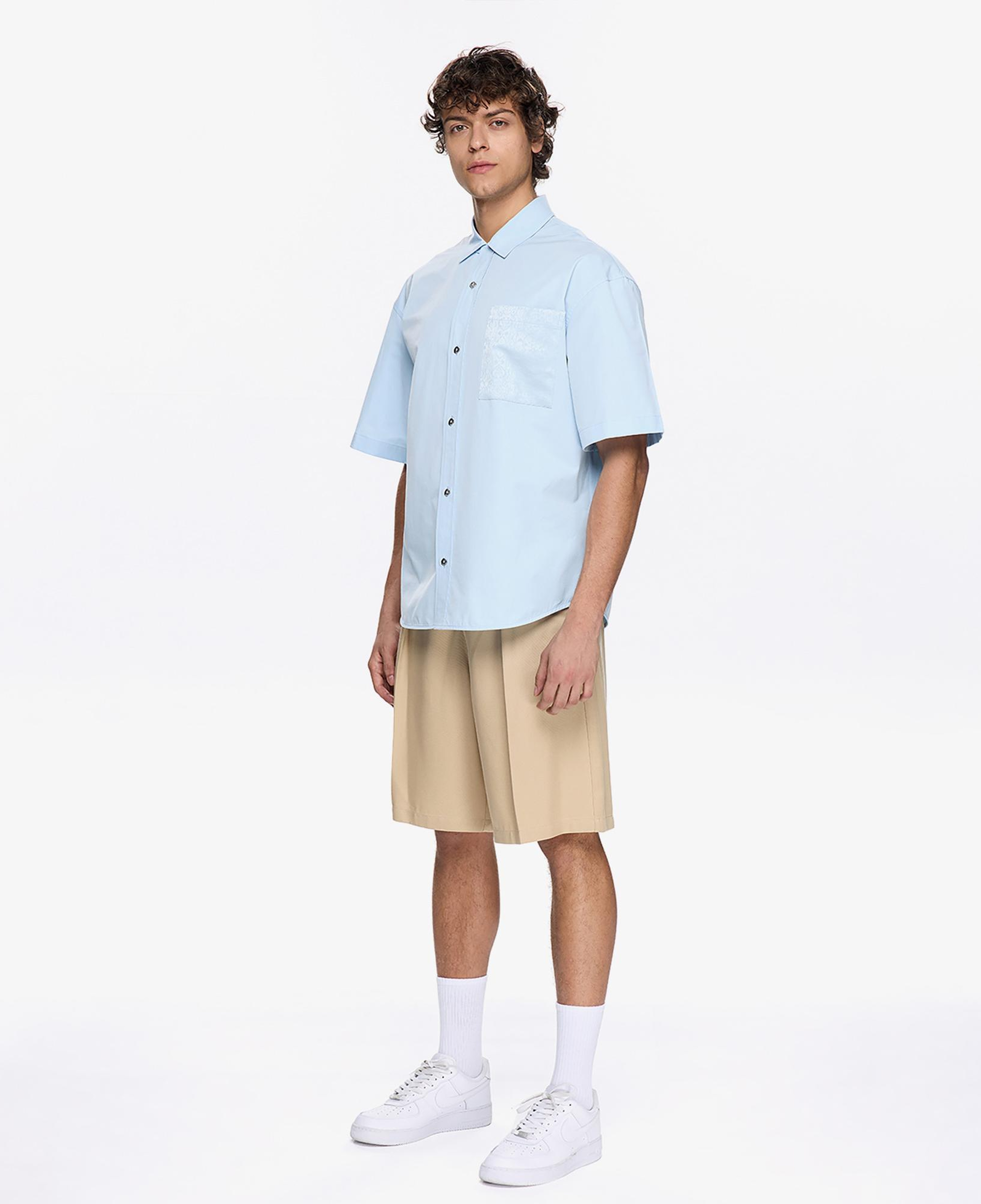 Les Benjamins Classic Erkek Mavi Kısa Kollu Gömlek