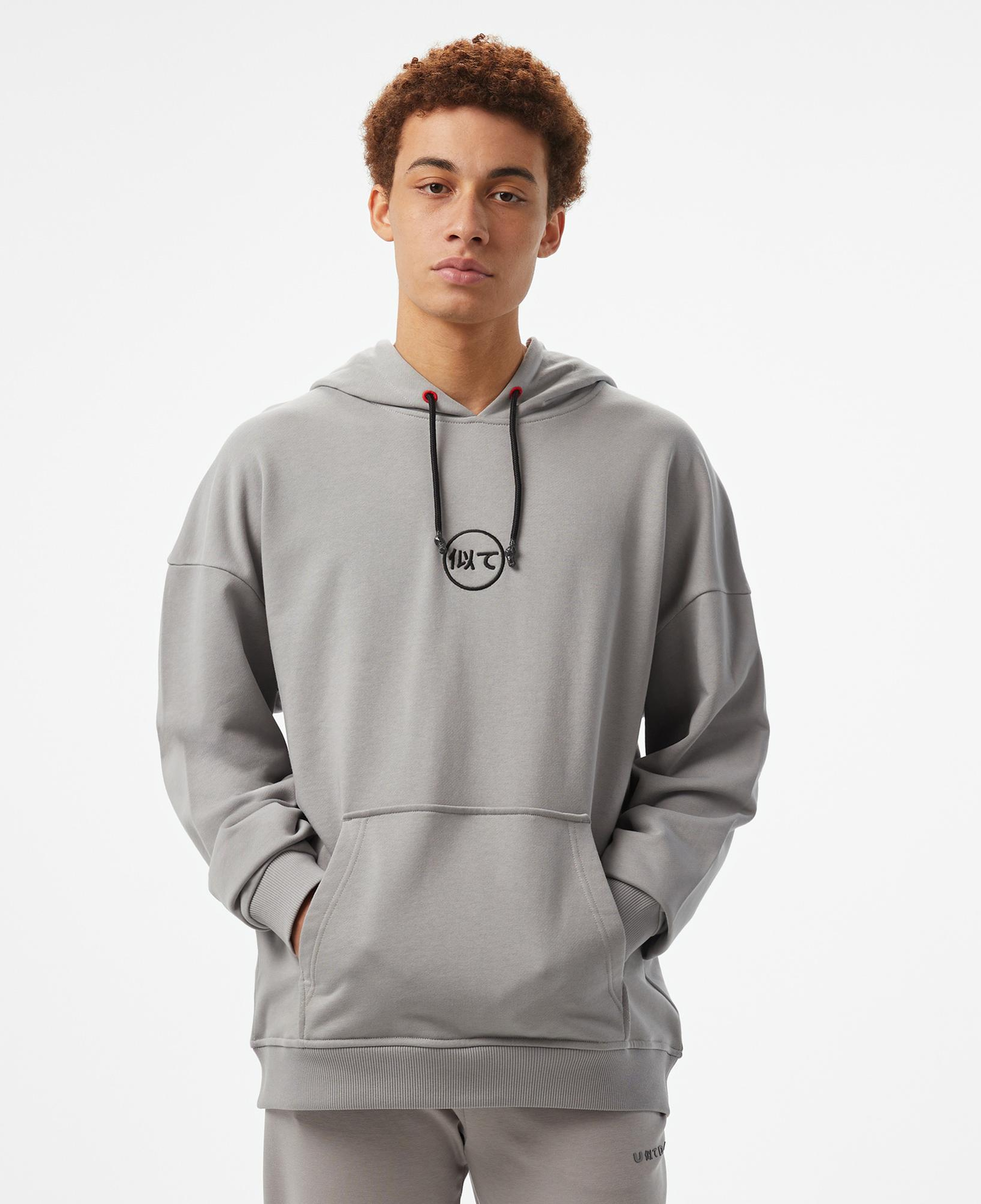 UNITED4 Motto Erkek Gri Hoodie