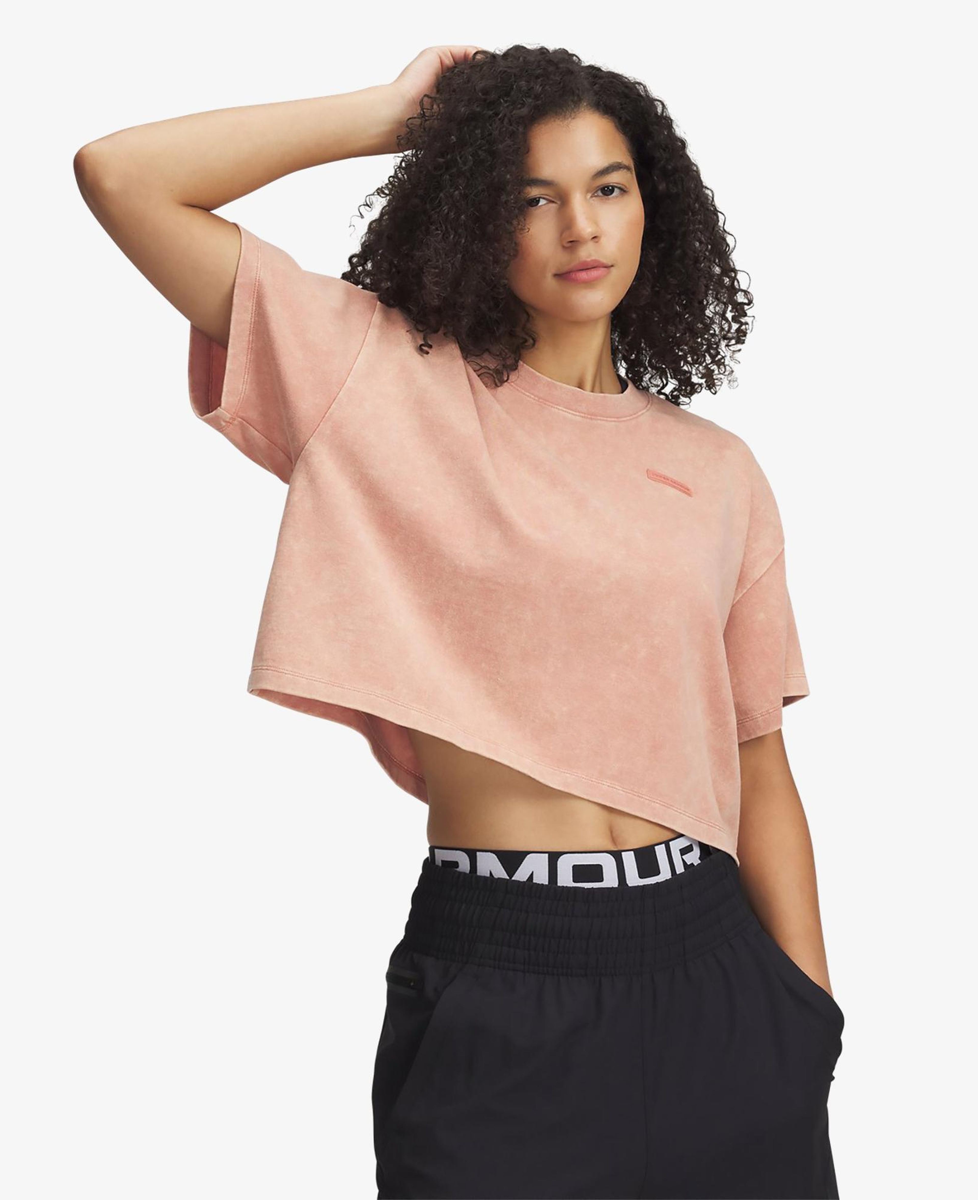Under Armour Heavyweight Wash Kadın Crop Pembe T-Shirt