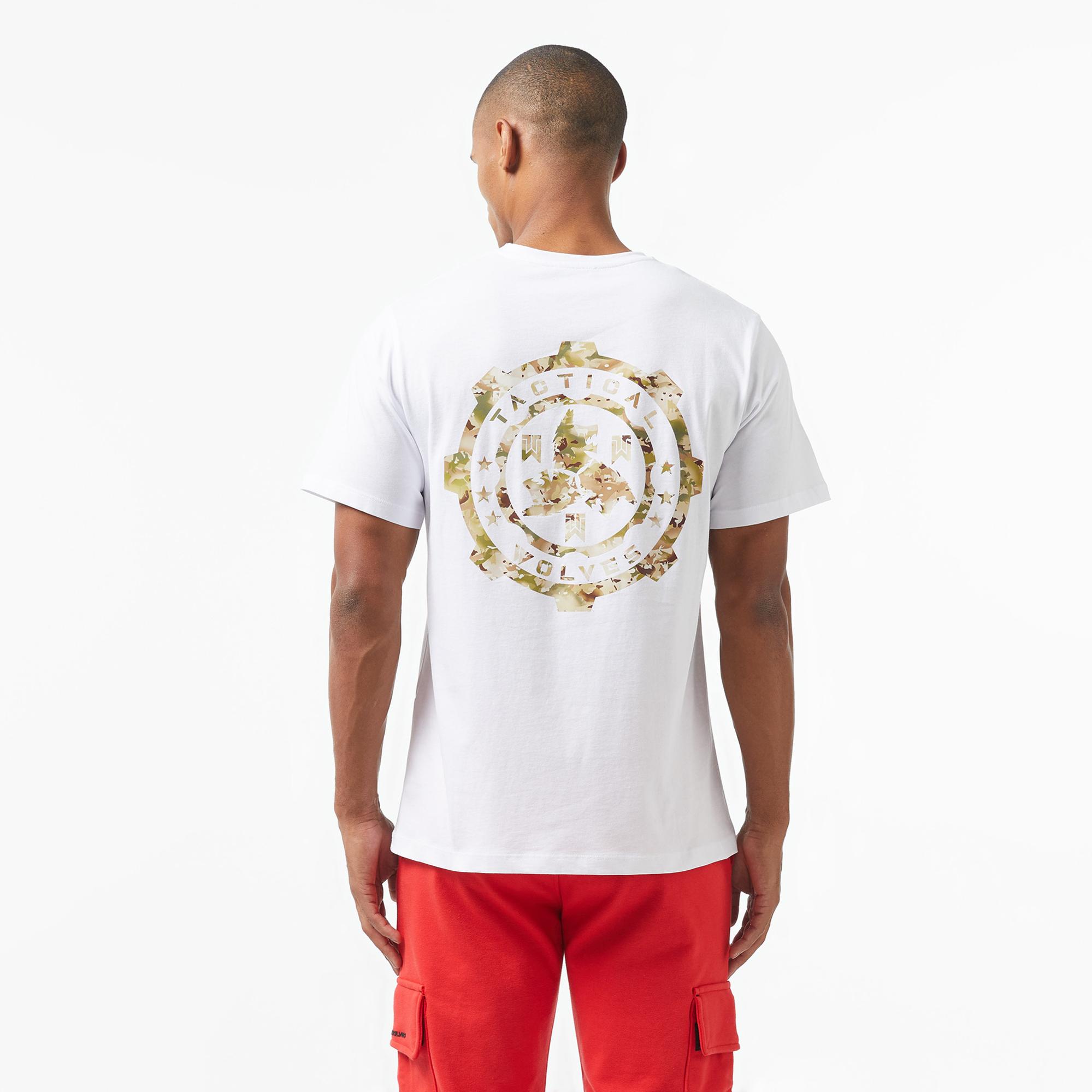 Tactical Wolves Oversize Kamuflaj Erkek Beyaz T-Shirt