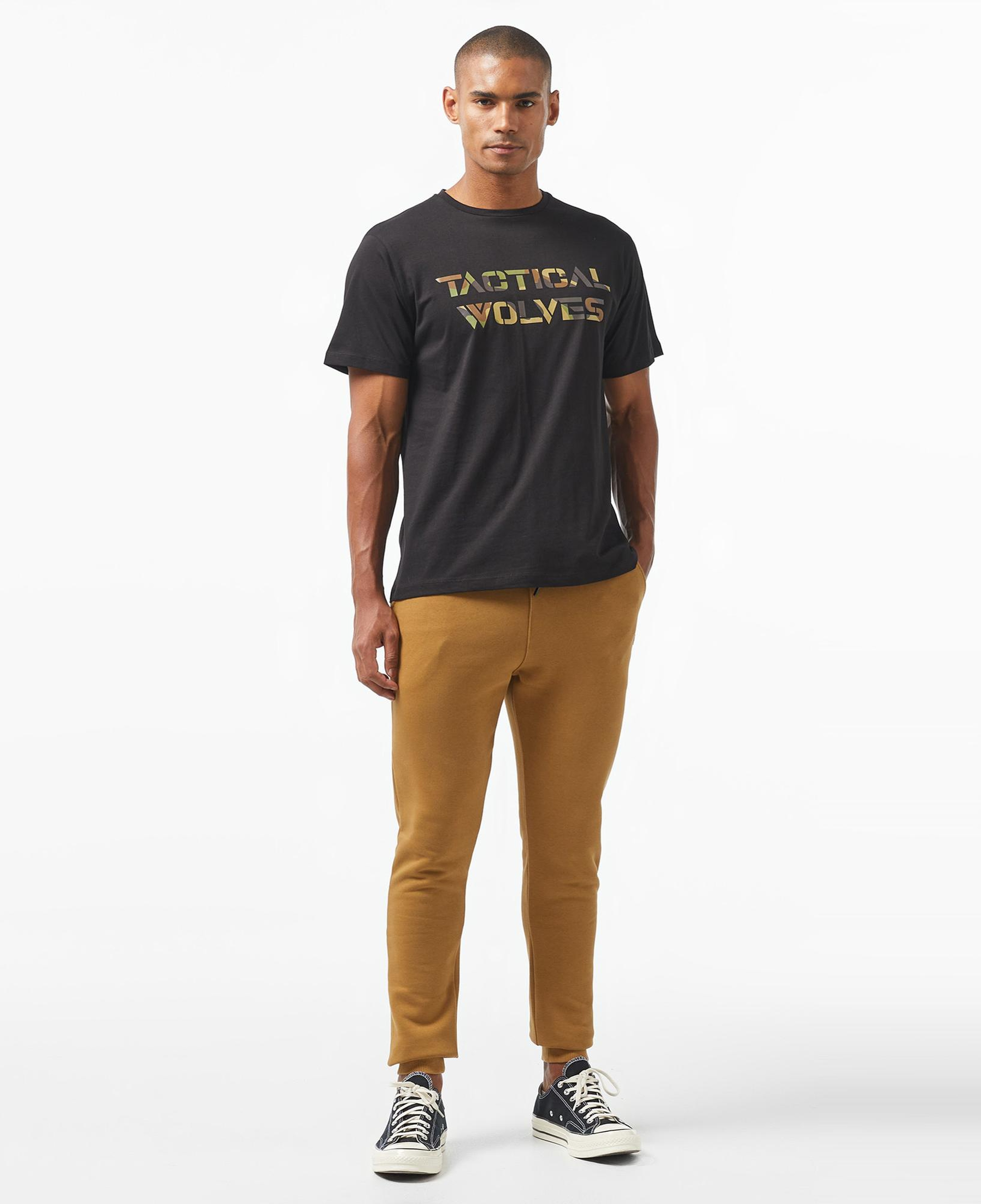 Tactical Wolves Oversize Kamuflaj Erkek Siyah T-Shirt