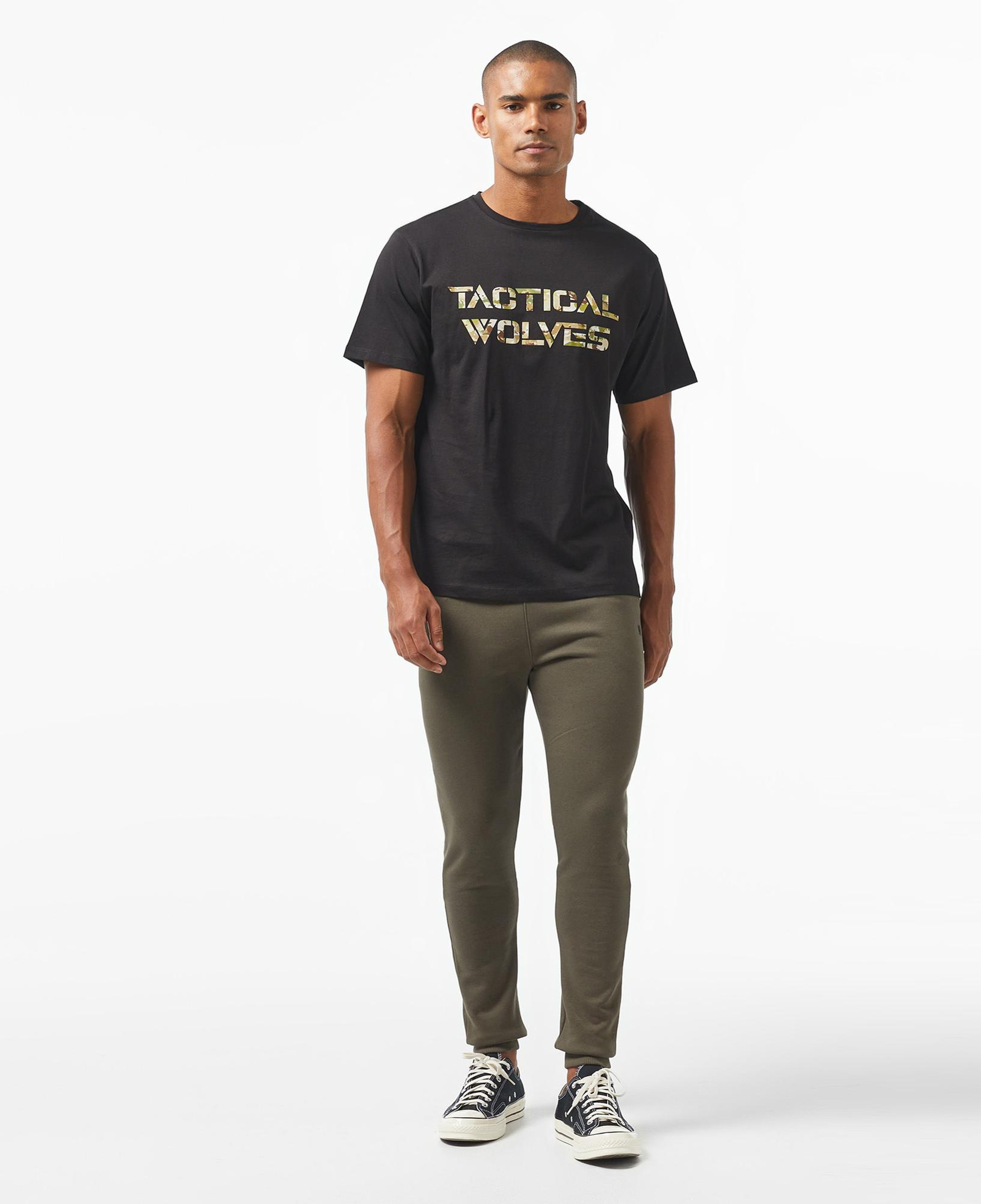 Tactical Wolves Oversize Kamuflaj Erkek Siyah T-Shirt