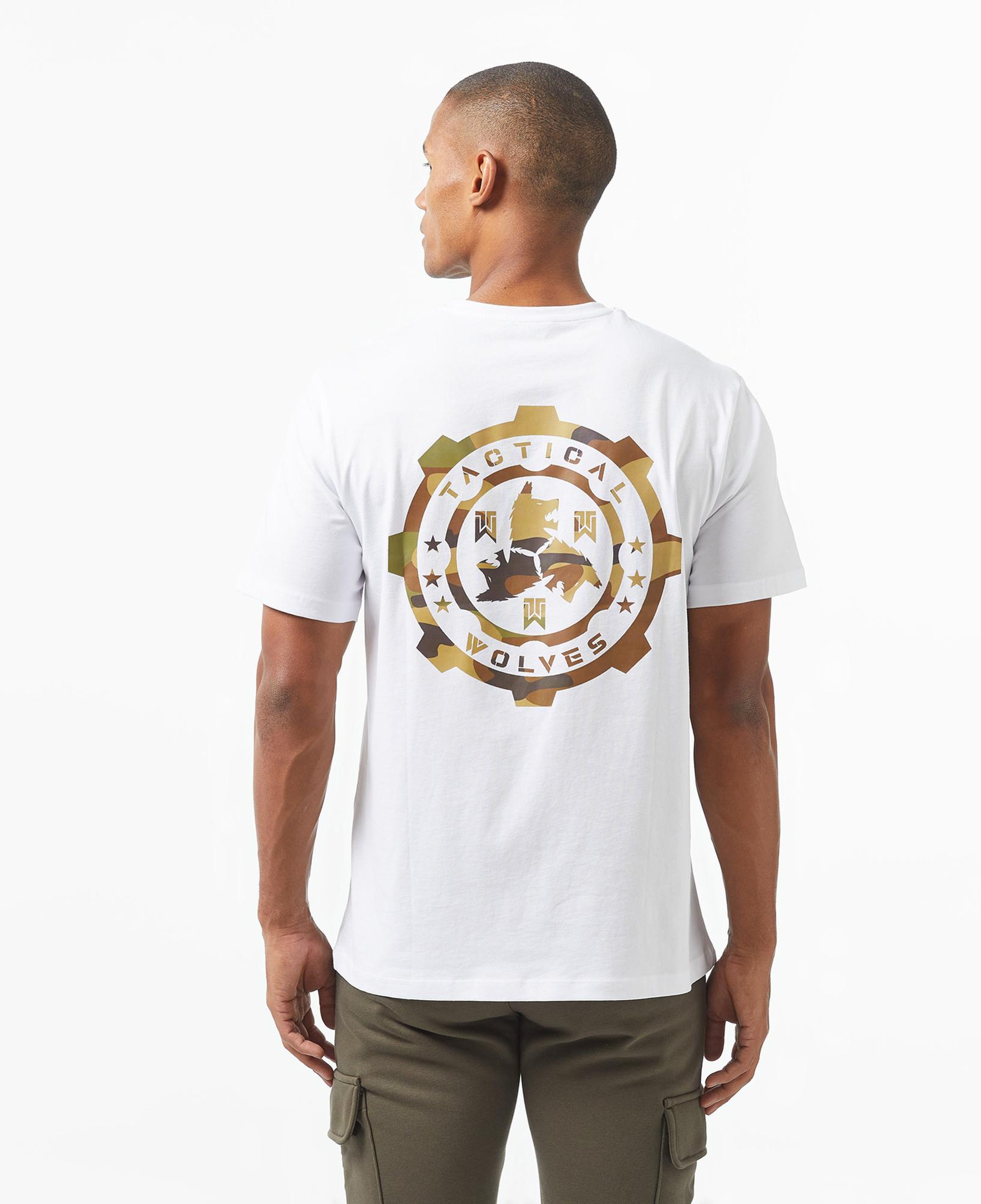 Tactical Wolves Woodland Kamo Erkek Beyaz T-Shirt