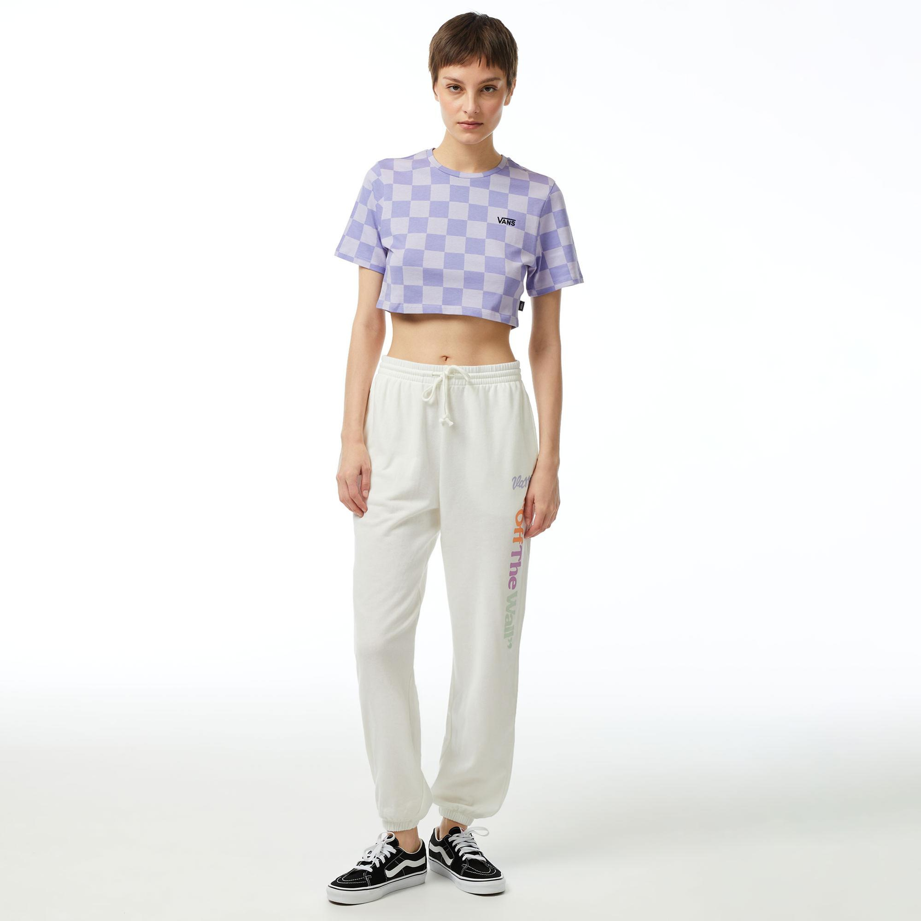 Vans Checker Crew Crop ii Kadın Mor T-Shirt