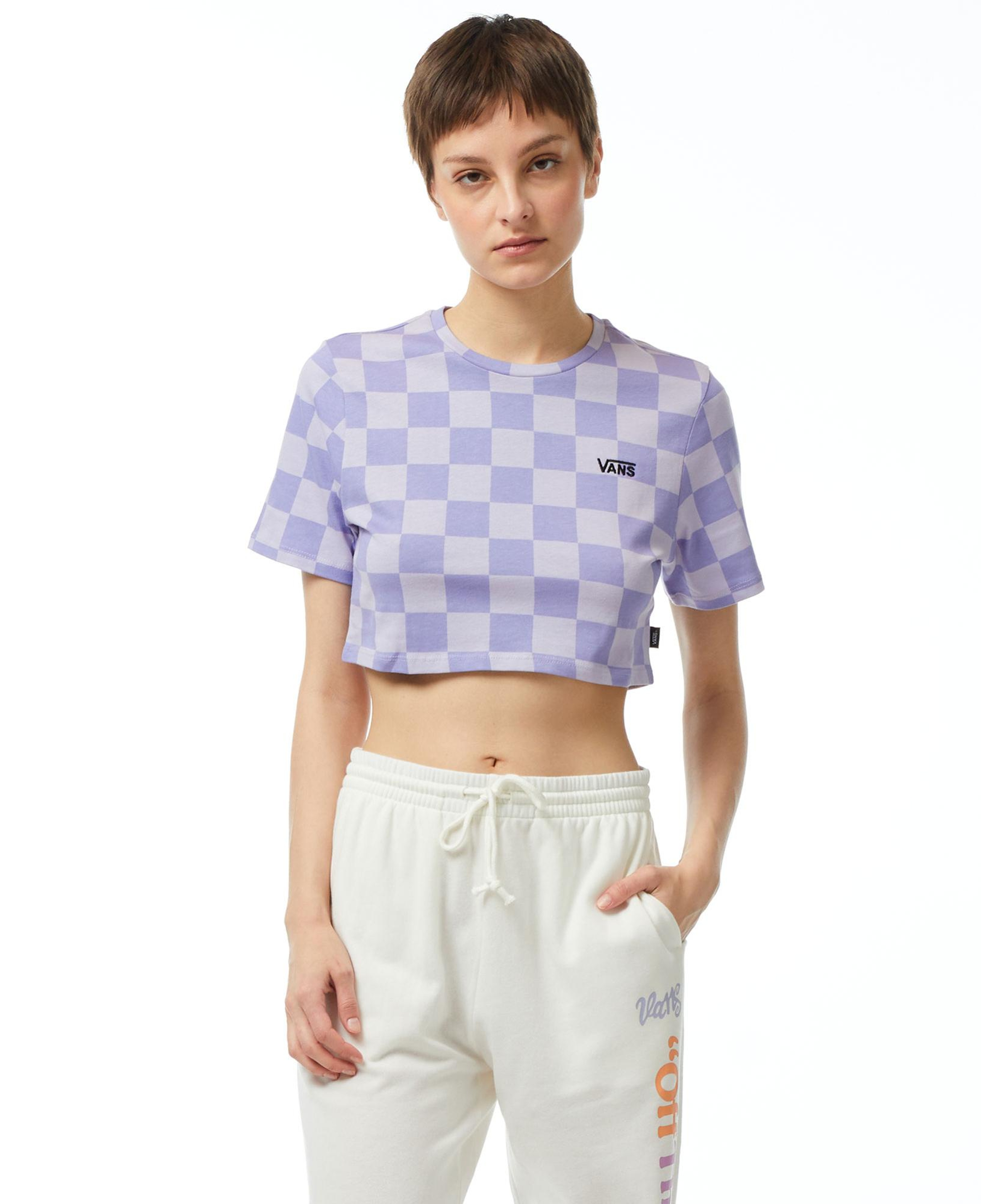Vans Checker Crew Crop ii Kadın Mor T-Shirt