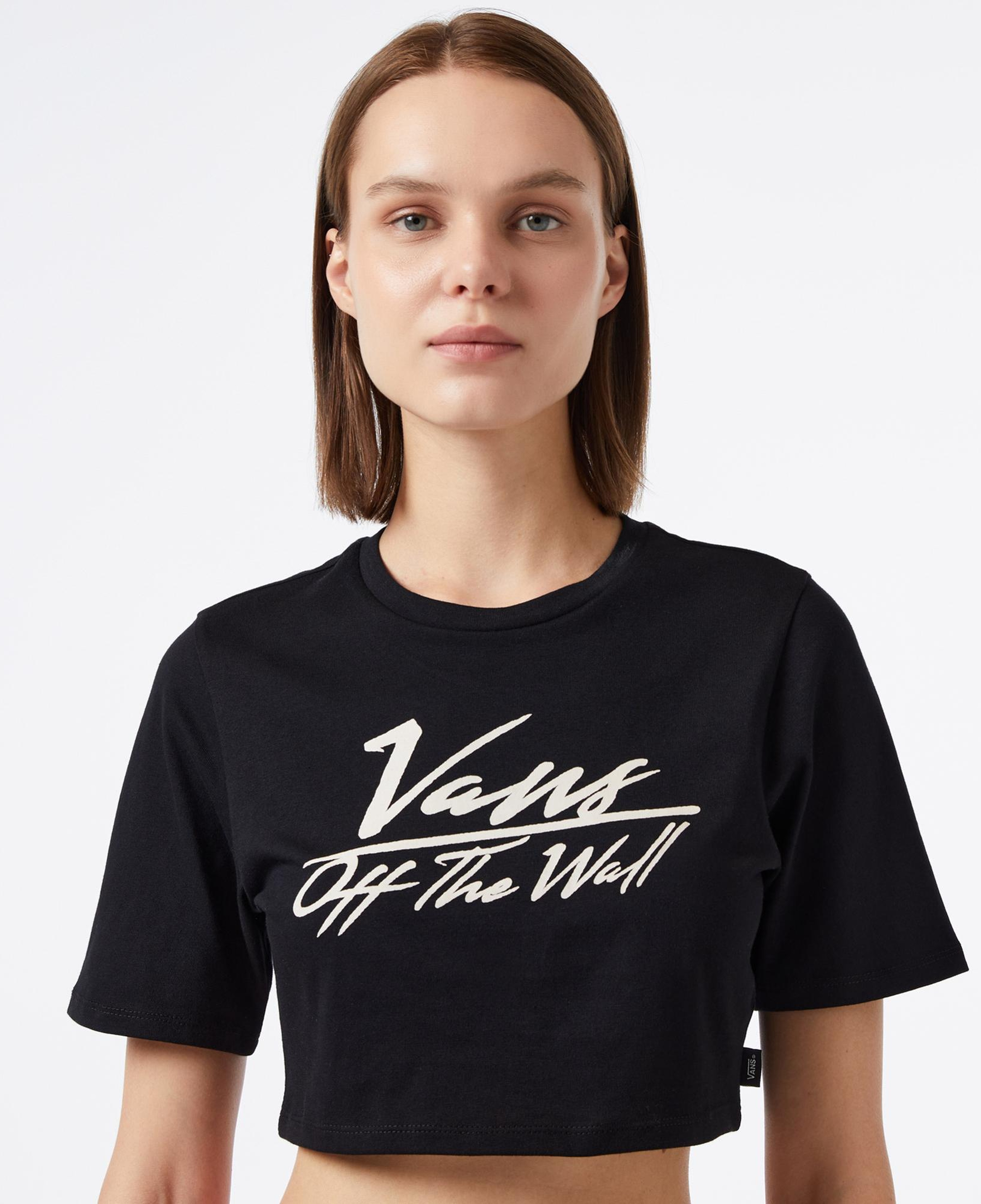 Vans Go Anyplace - Crew Cut Kadın Siyah Crop T-Shirt