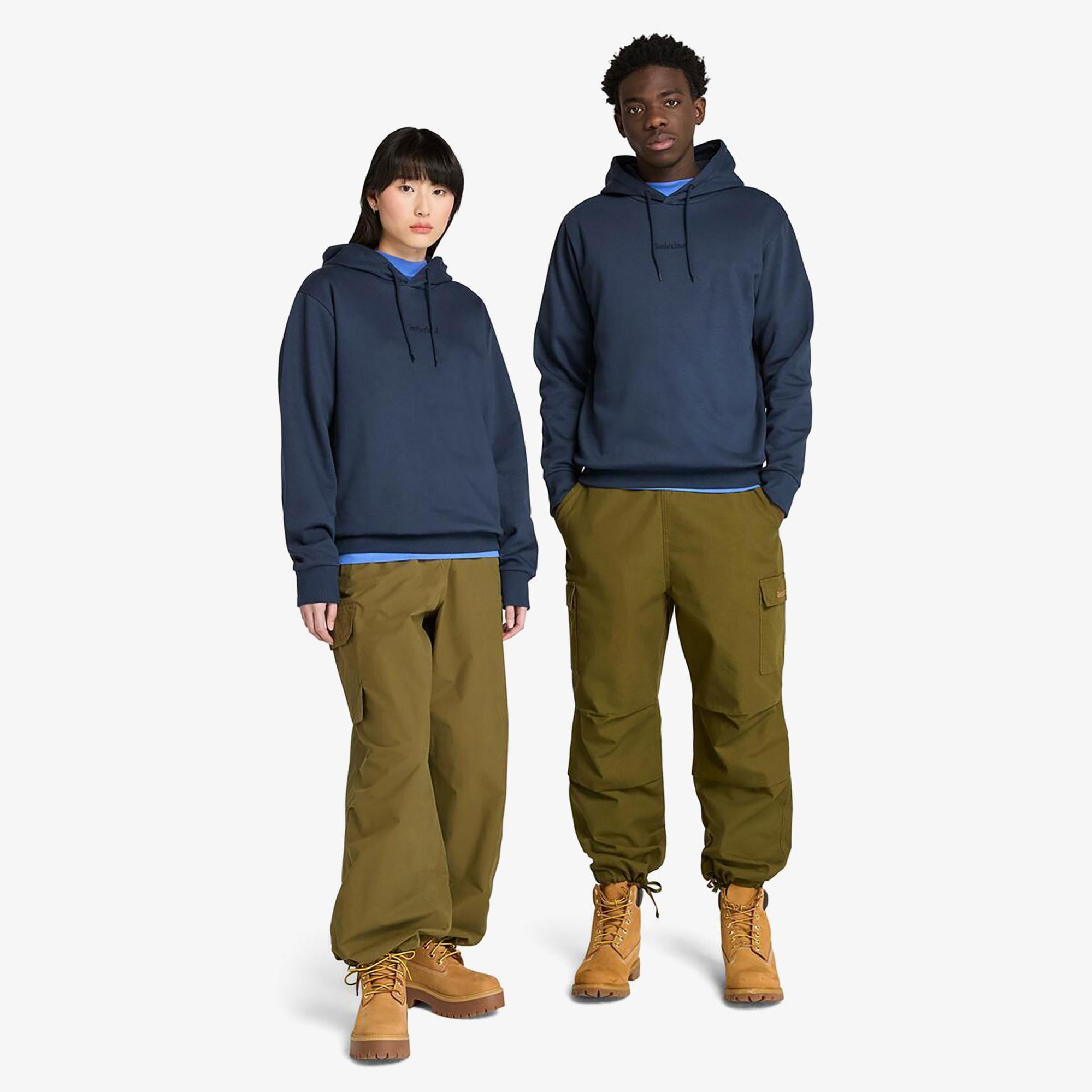 Timberland Emboridered Logo Brushback Erkek Lacivert Sweatshirt